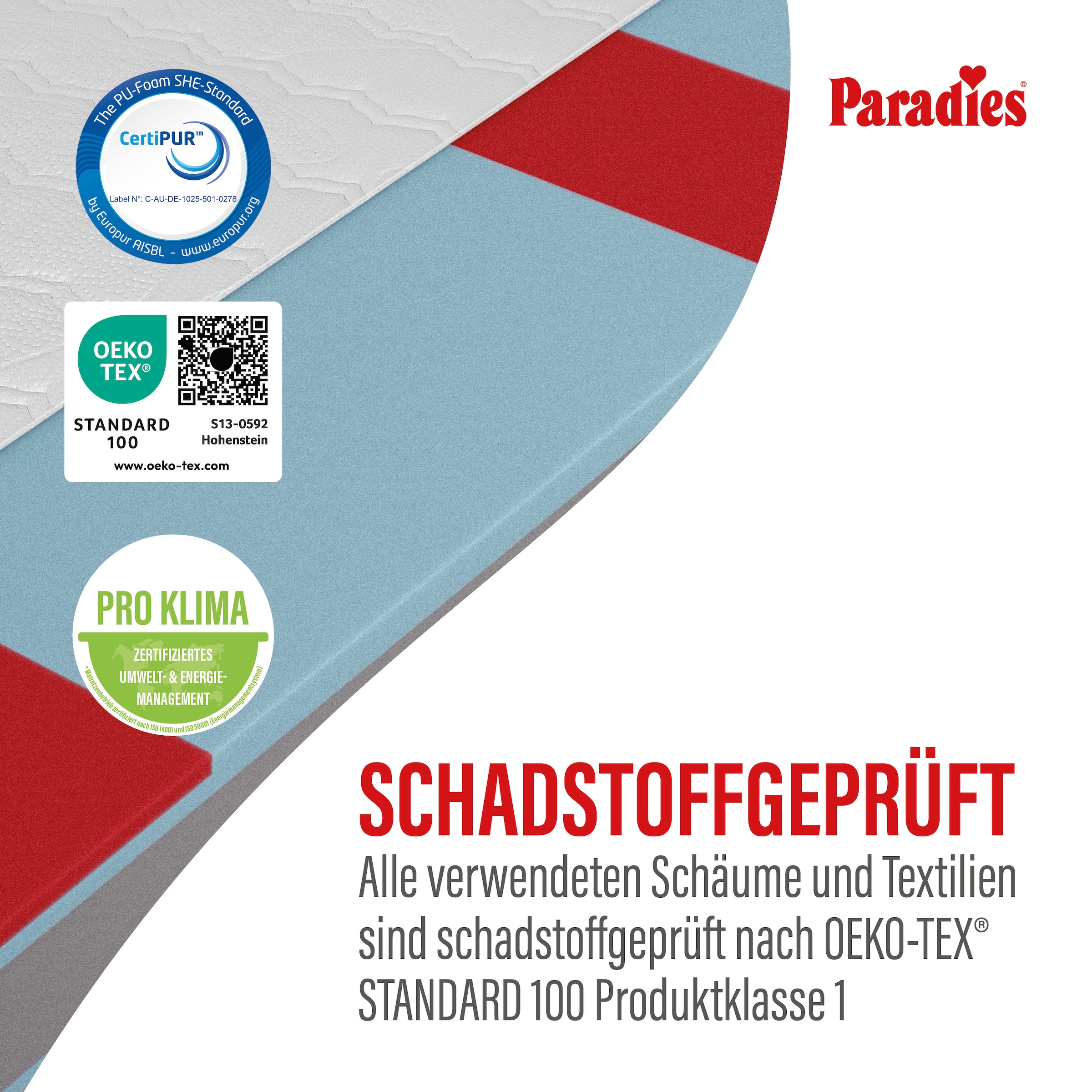 Paradies Taschenfederkernmatratze »Paradies Prolife Strong XXL Version des Testsiegers*« 22 cm hoch Raumgewicht: 35 kg/m³ 1 Stk. tlg. Kaltschaumversion Note GUT (2,2), getestet in 90x200 cm, Härtegrad 3
