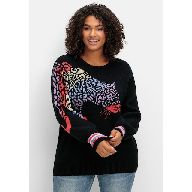 sheego by Joe Browns Strickpullover »Große Größen«, mit Animalmotiv und  Ballonärmeln für kaufen | BAUR