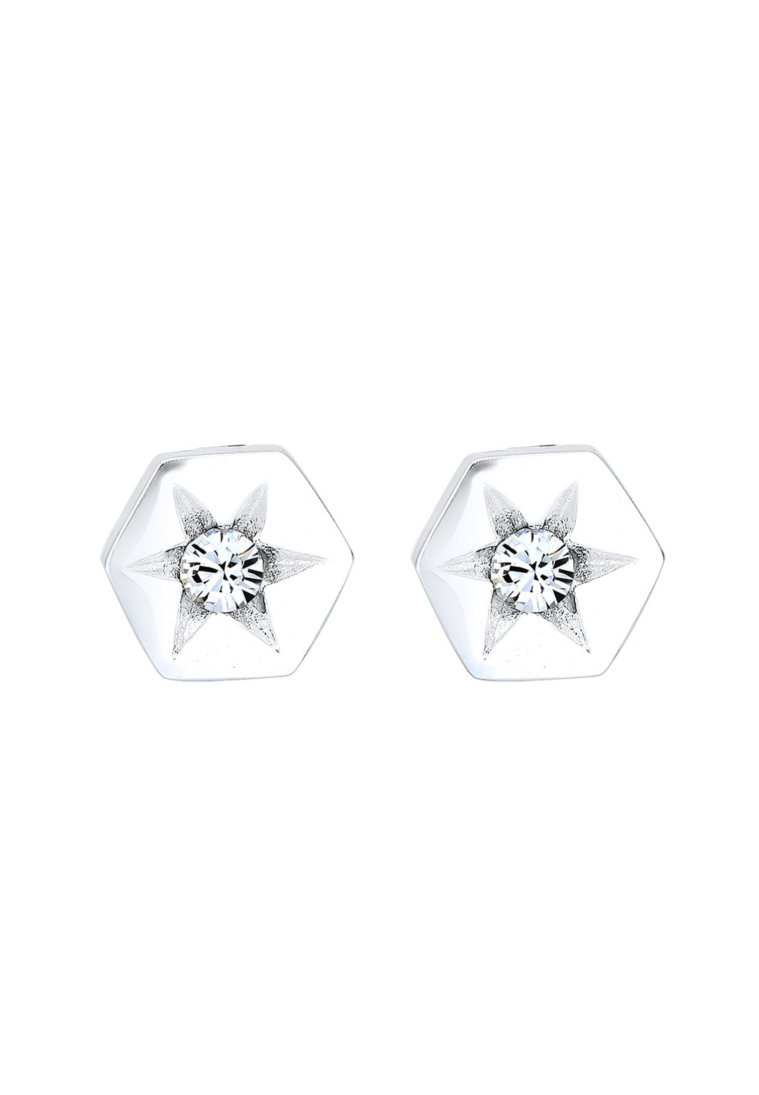 Elli Paar Ohrstecker »Stern Hexagon Kristalle Sterling Silber«