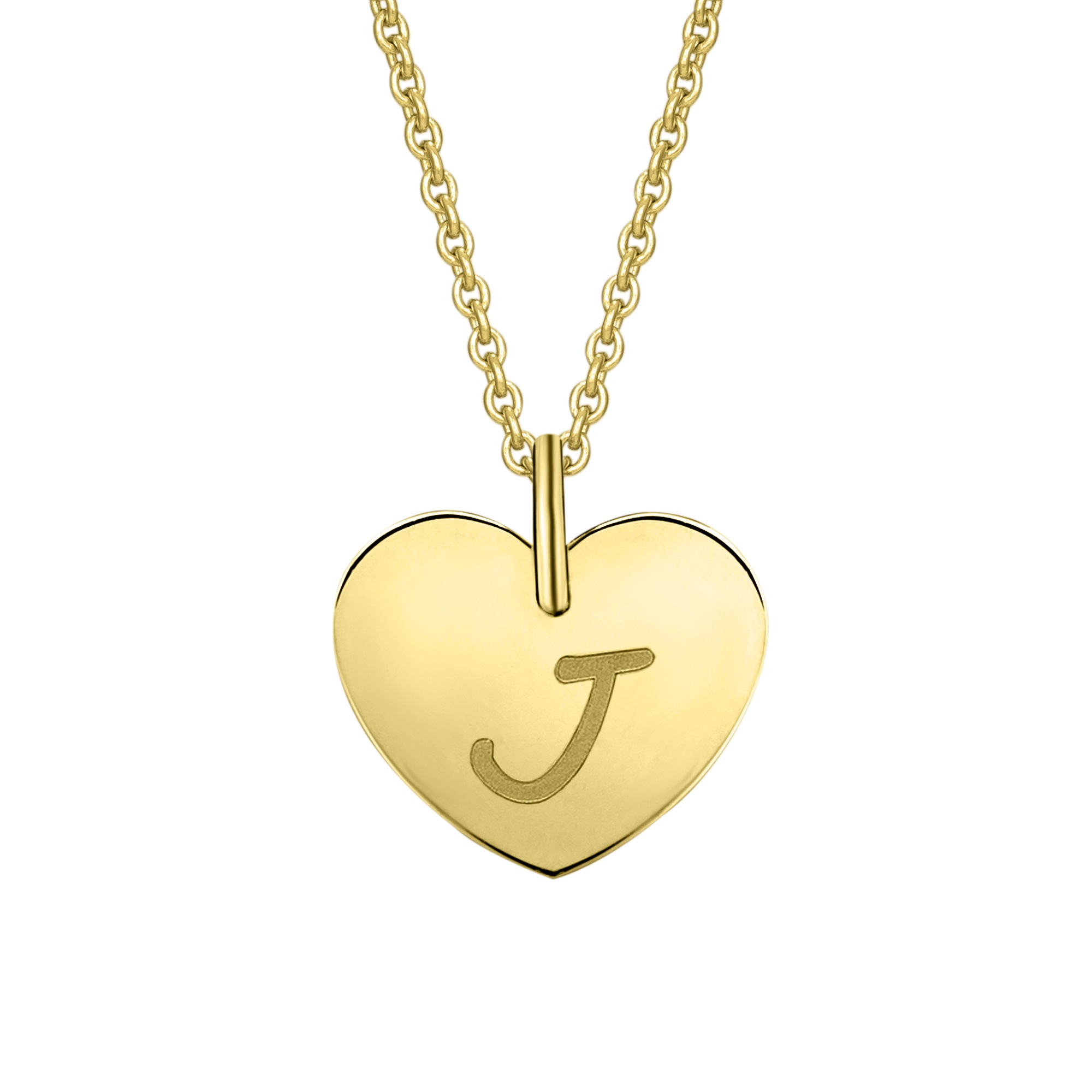 Kettenanhänger ONE ELEMENT "Herz Buchstaben Anhänger aus 333 Gelbgold", gold, Schmuckanhänger, Damen, Herzmit Gravur J, A, Gelbgold 333 Gold, Gelbgold 333, Gold, Kettenanhänger, Ein Geschenk von Herzen – zart, elegant & voller Symbolik