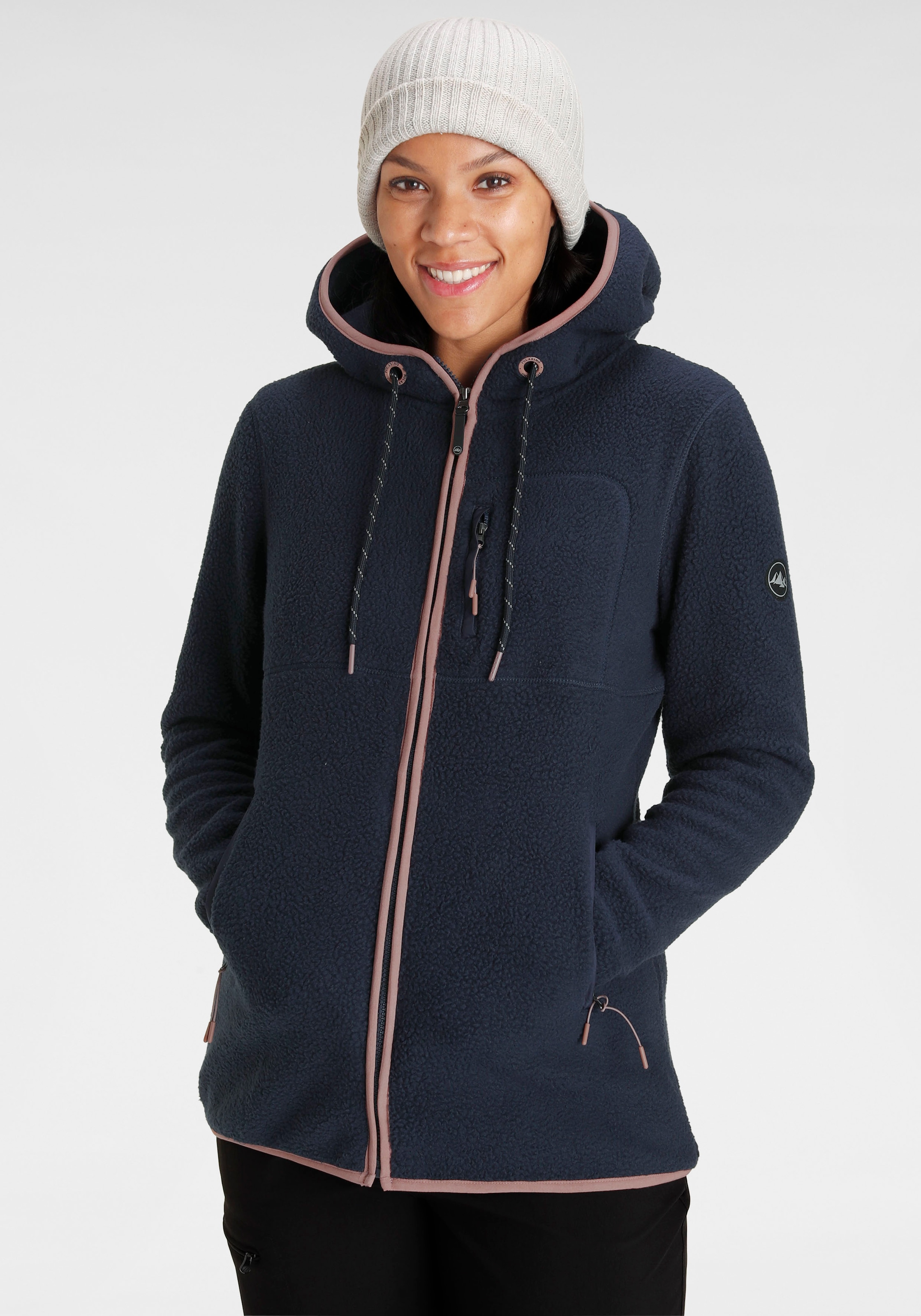 Polarino Fleecejacke, mit Kapuze, für kalte Tage, aus Fleece, modischer Sti günstig online kaufen