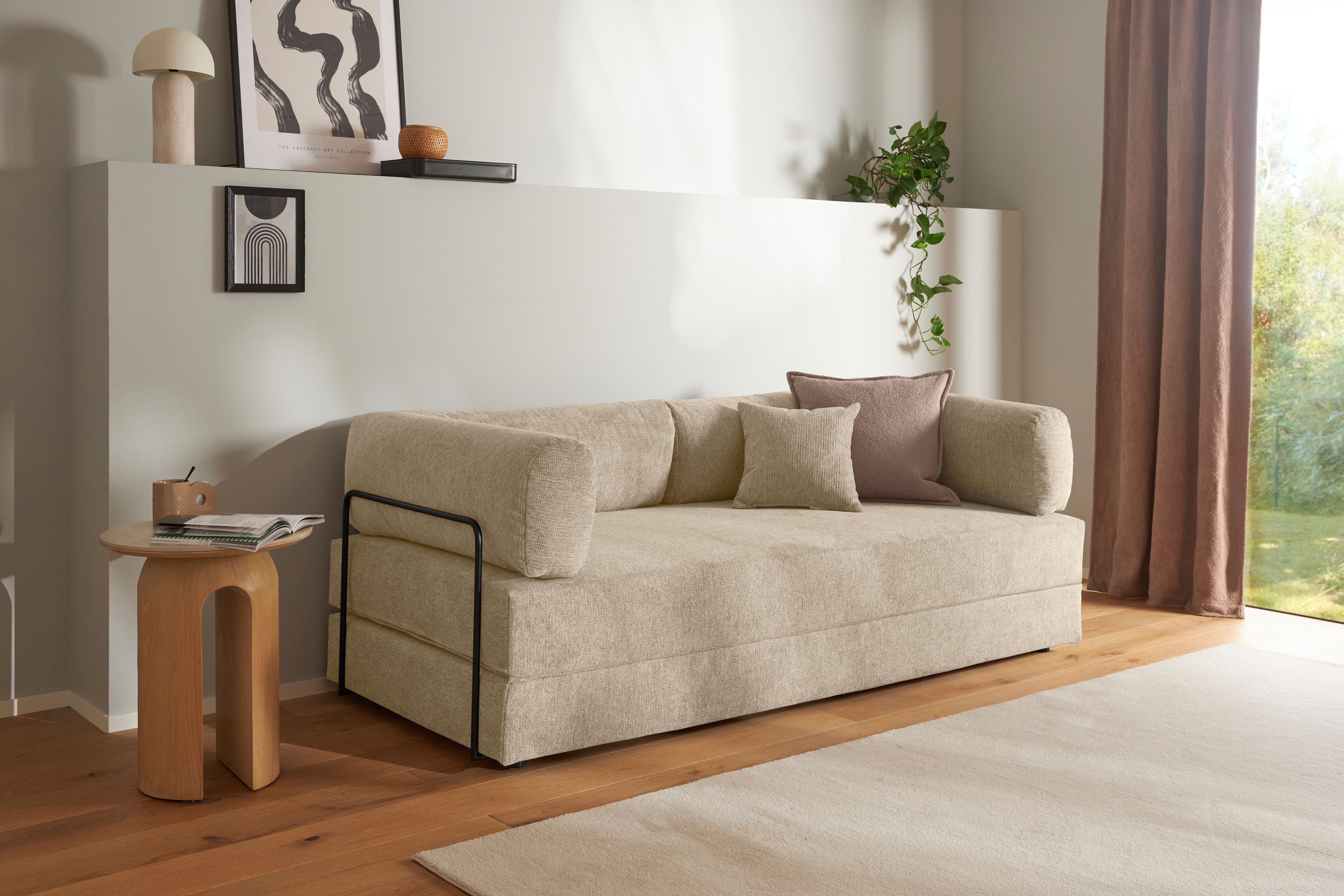 homsy by Ana Johnson Schlafsofa "Folda Dauerschläfer, B: 206 cm, Liegefl. 181x198 cm" mit Bett-/Schlaffunktion, inkl. 1x Zierkissen, Tonnentaschenfederkern