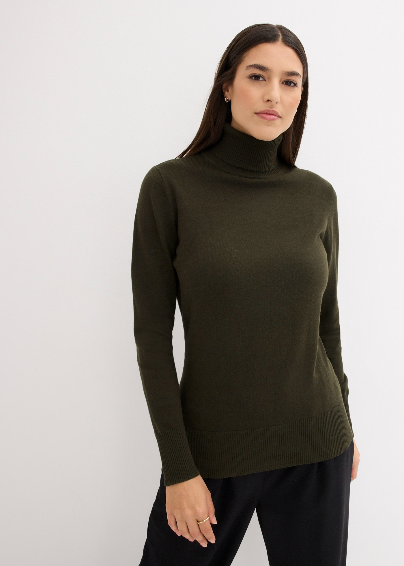 bonprix Rollkragenpullover "Feinstrick-Rollkragenpullover" aus Baumwollmisc günstig online kaufen