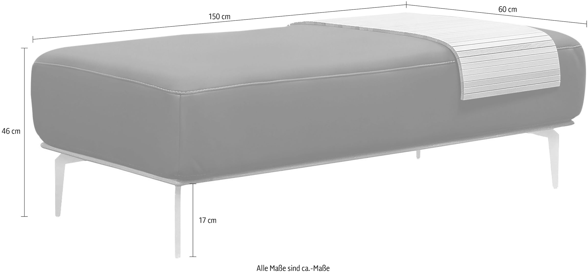 W.SCHILLIG Polsterhocker »run«, mit Holzsockel, Füße in Schwarz pulverbeschichtet, Breite 150 cm