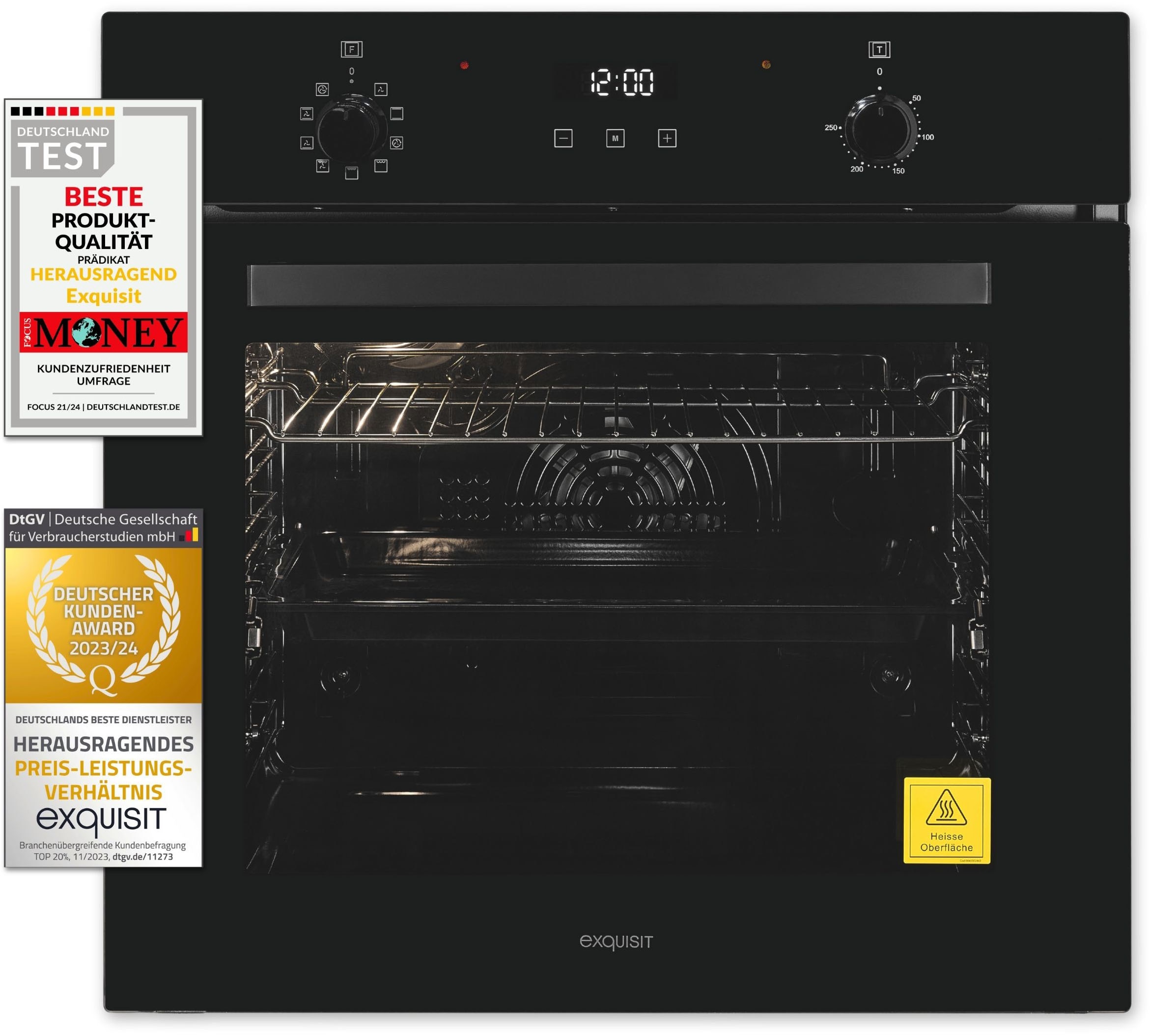 exquisit Einbaubackofen "EBE278-H-020 schwarz" Heißluft&Pizzastufe - ideal günstig online kaufen
