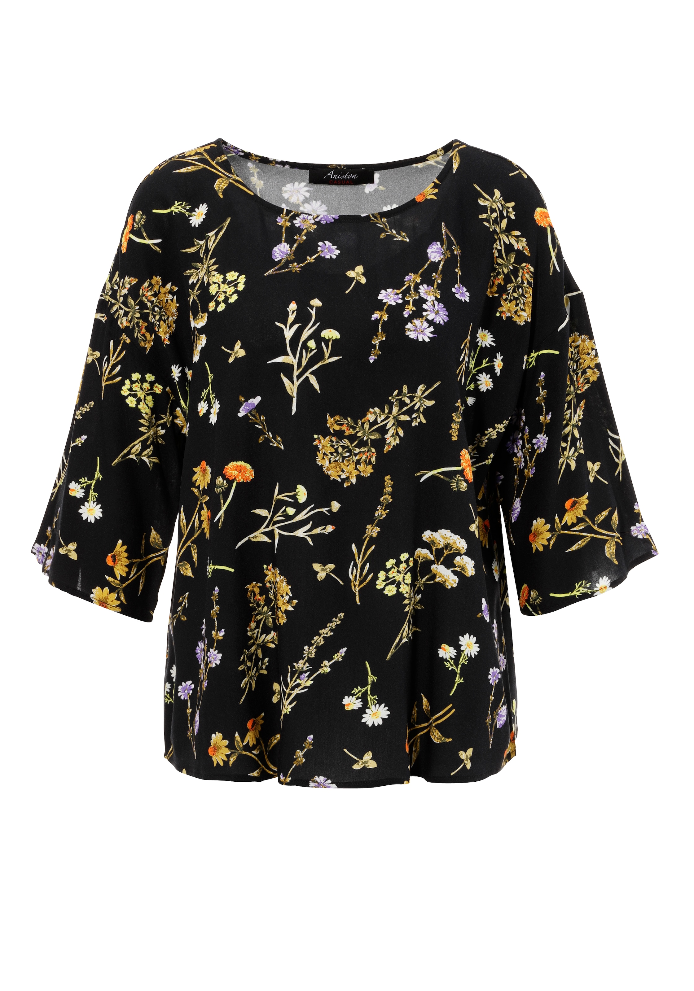 Aniston CASUAL Schlupfbluse, mit farbharmonischen Blumendruck - NEUE KOLLEKTION