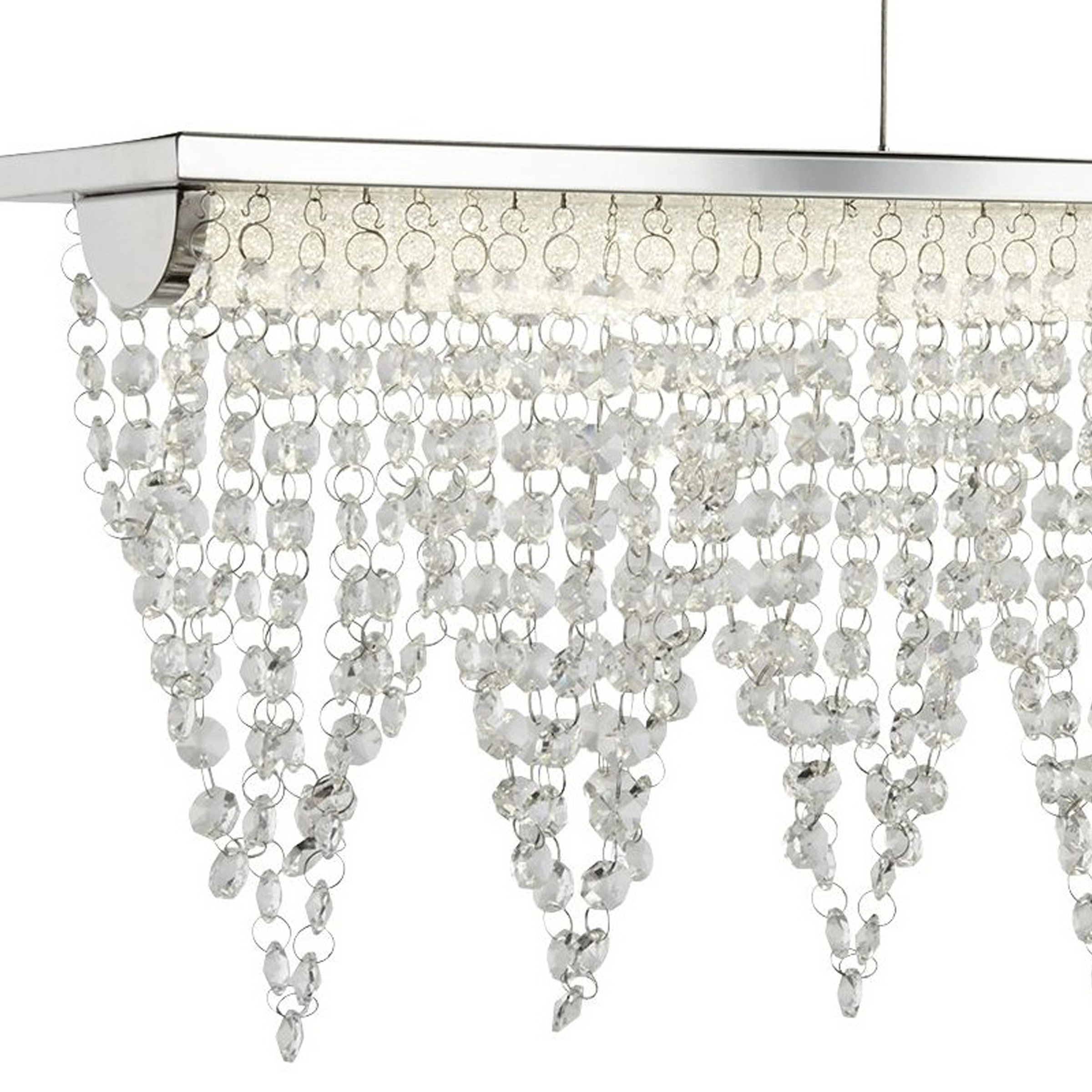 Searchlight Hängeleuchte »Drape LED Bar Pendant - Chrome Metal & Clear Crystal« LED-Modul 1 Stk. Neutralweiß