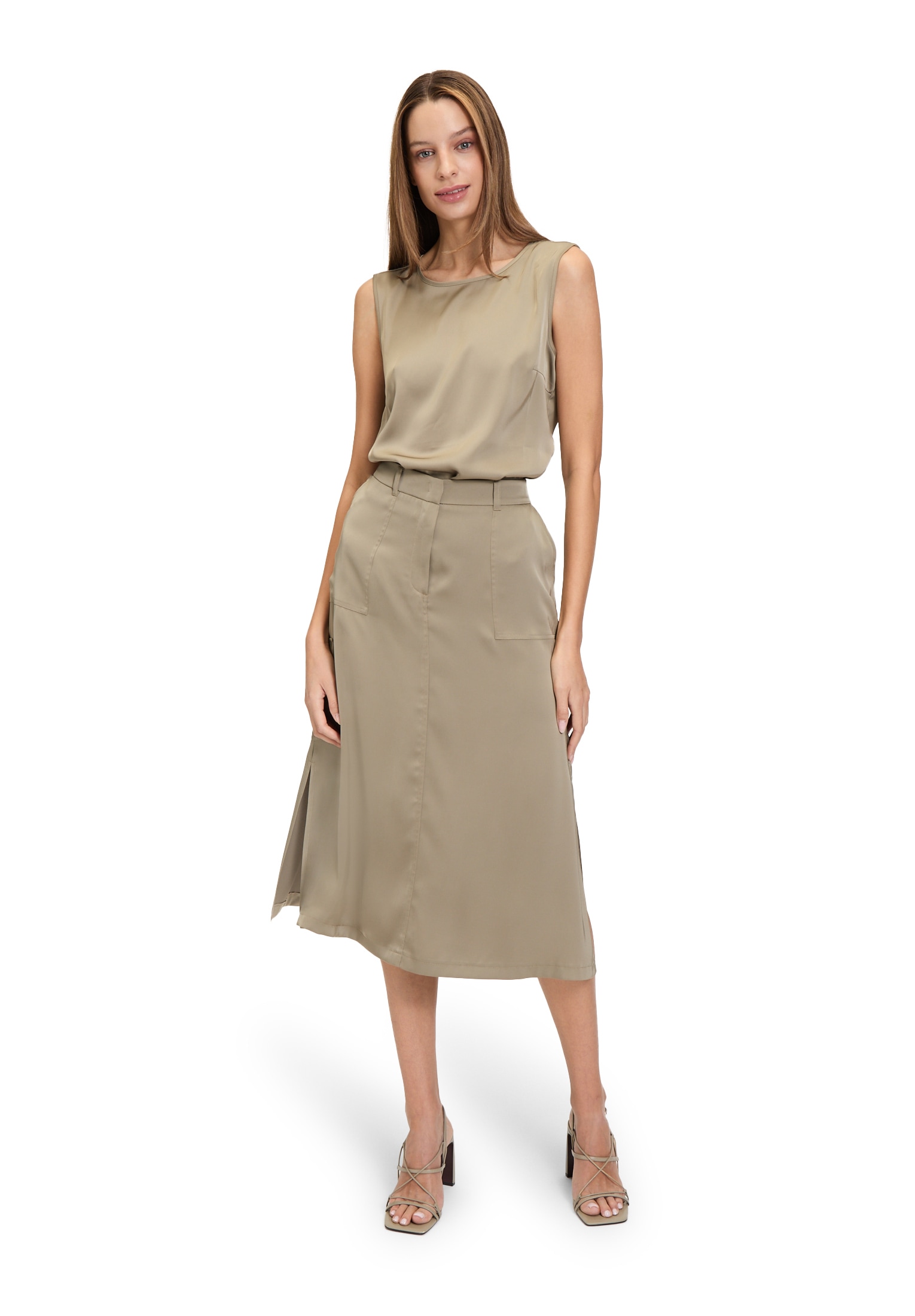 Betty Barclay Midirock »Betty Barclay Satinrock mit aufgesetzten Taschen«, Material