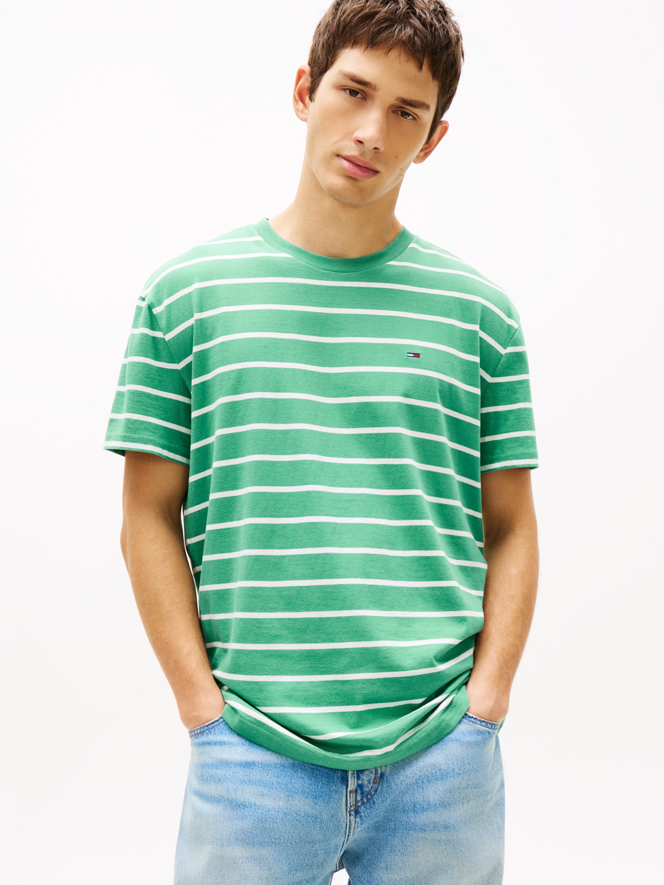 Tommy Jeans T-Shirt "TJM REGULAR STRIPE" Regular fit mit Rundhalsausschnitt günstig online kaufen