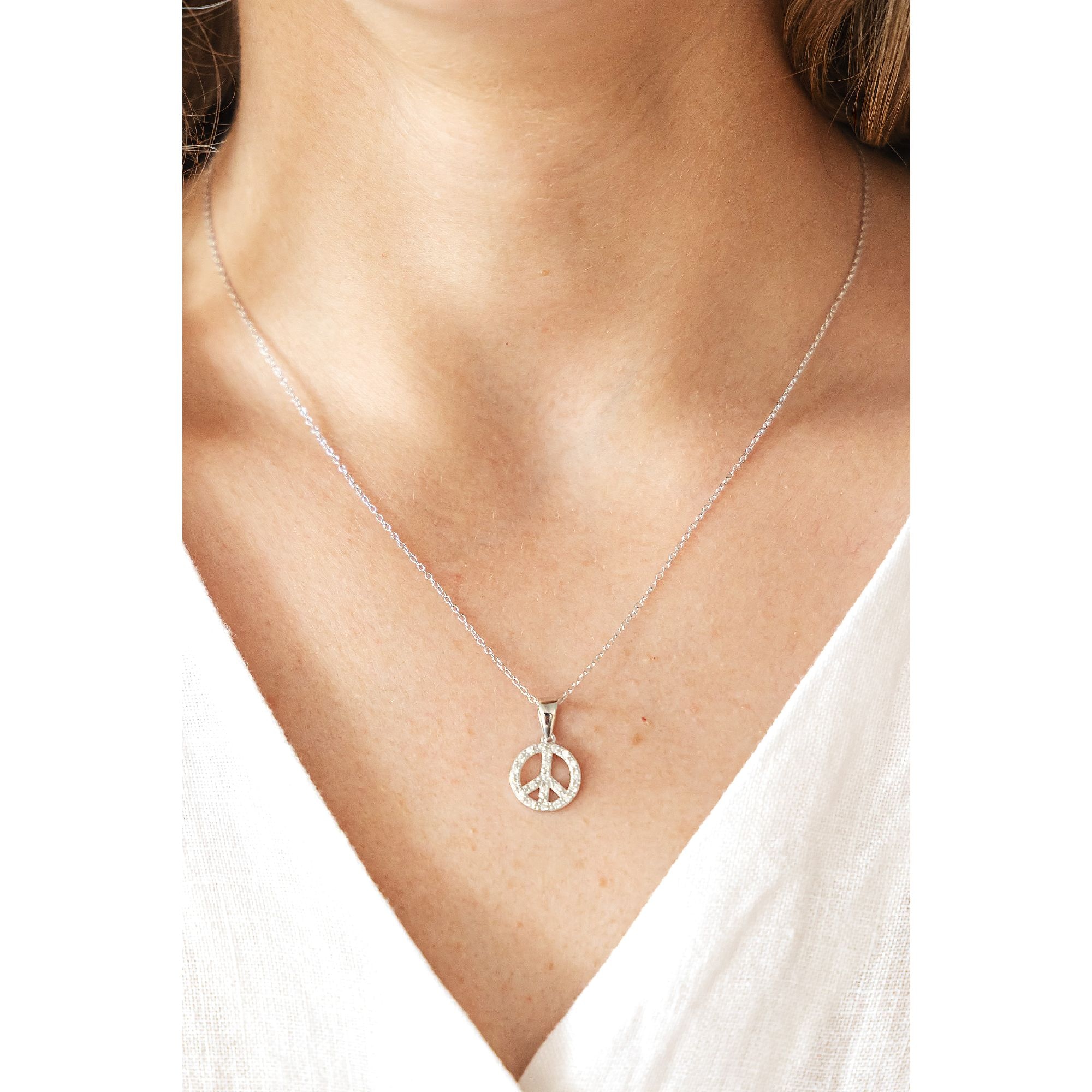 CELESTA Kette mit Anhänger »Boho Peace mit Kette 42+3cm 925 Silber Zirkonia weiss«