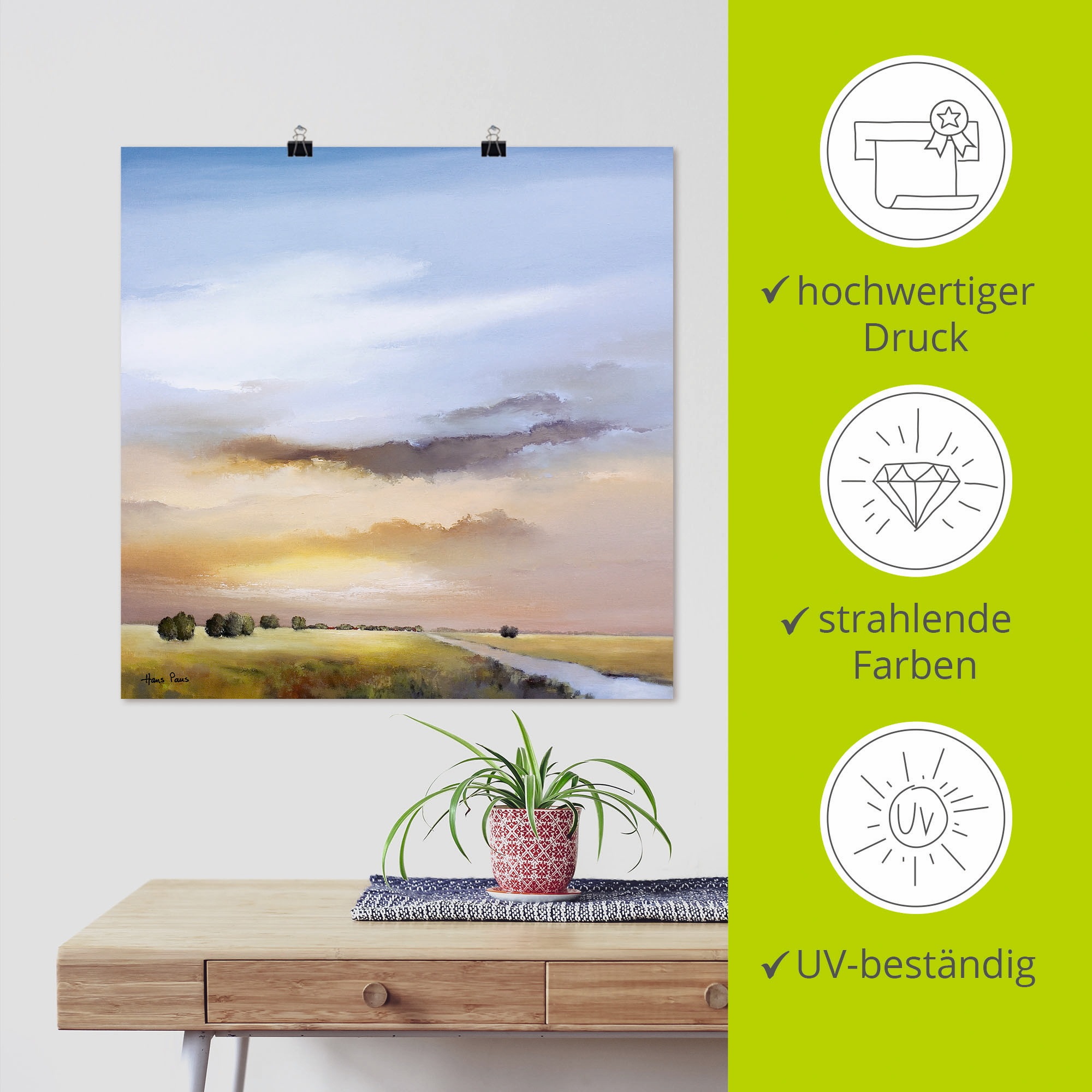 Artland Wandbild »Landschaft III«, Himmel, (1 St.), als Leinwandbild, Poster in verschied. Größen