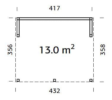 Palmako Holzpavillon »Nova«, mit Oberlicht, BxT: 432x376 cm, naturbelassen