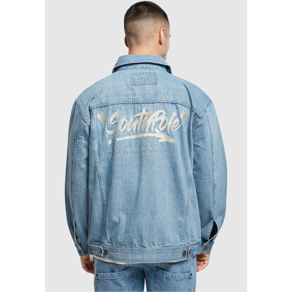 Southpole Allwetterjacke »Southpole Herren Southpole Script Denim Jacket«, (1 St.), ohne Kapuze