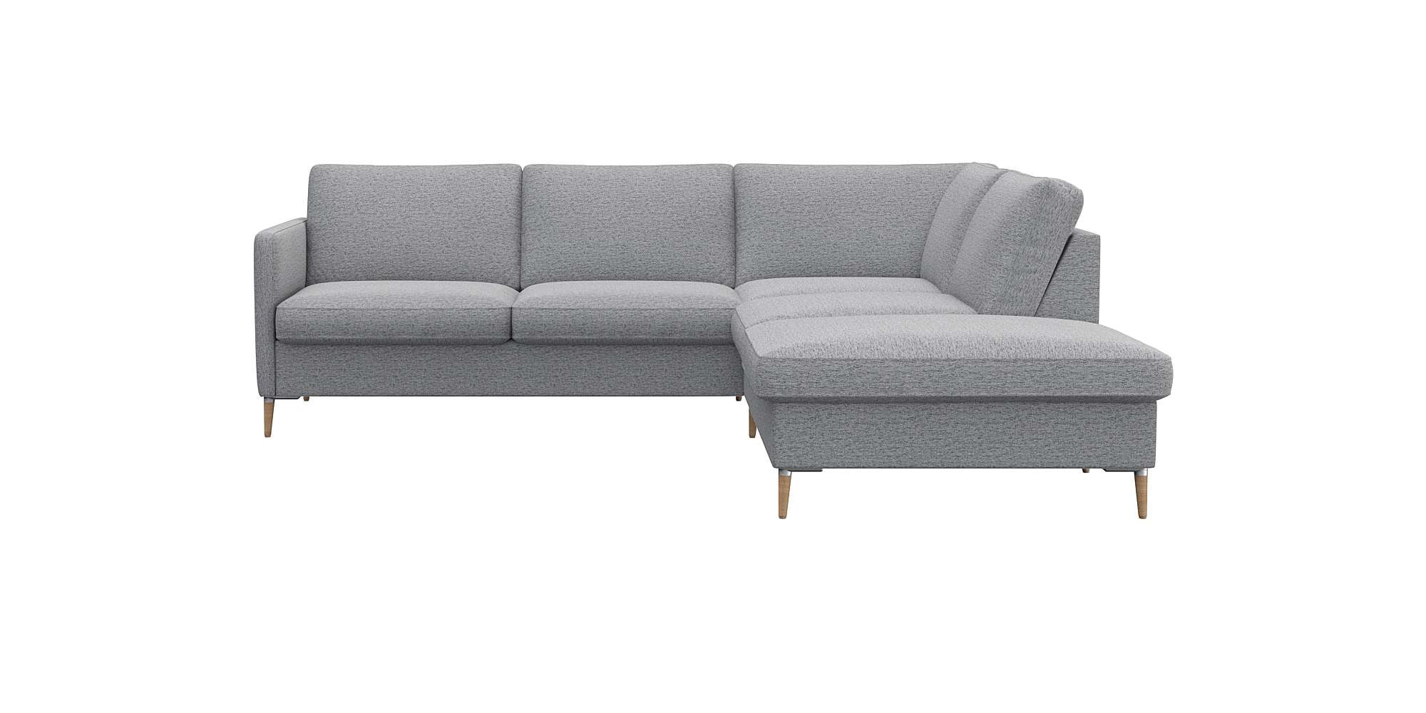 Ecksofa FLEXLUX "Fiore, L-Form, super bequem durch Kaltschaum im Sitz", grau (sophisto gre), B:234cm H:85cm T:225cm, 100% Polyester, Sofas, Ecksofa, schmale Armlehnen, Füße Alu/Eiche, B/T 234/225 cm