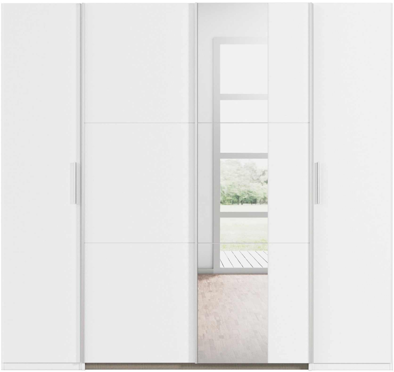 rauch Schwebetürenschrank »Kleiderschrank Drehtürenschrank Schrank Garderobe KRONACH« in 3 Ausstattungen BASIC/CLASSIC/PREMIUM, Breiten 225/268/311/354 cm,  Kombischrank optional mit 1 oder 2 Spiegel viele Böden MADE IN GERMANY