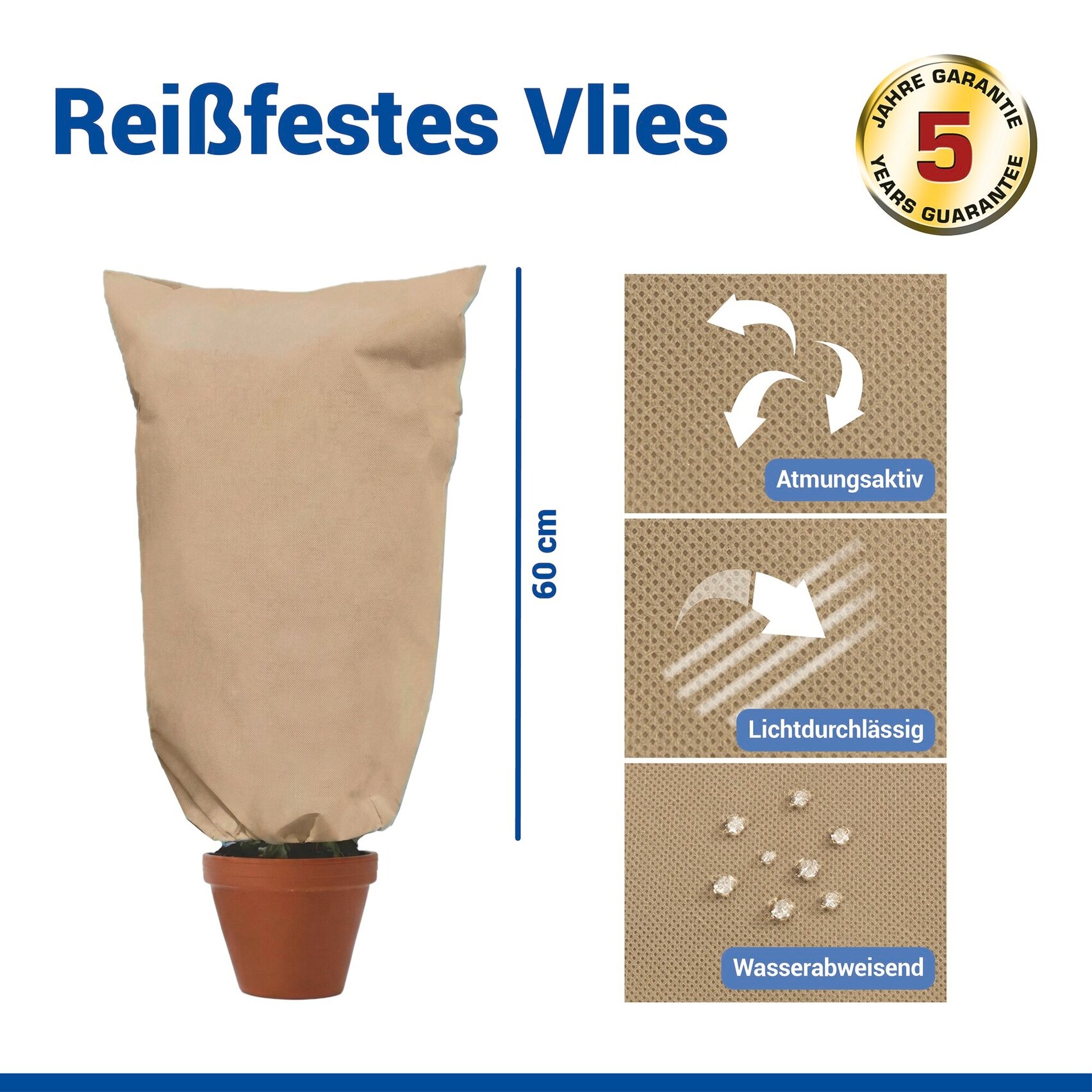 Maximex Winterschutzhaube »Pflanzenschutz-Vlies, 80x60 cm« reißfestes Vlies, mit Reißverschluss und Zugband, BxH: 30x40 cm