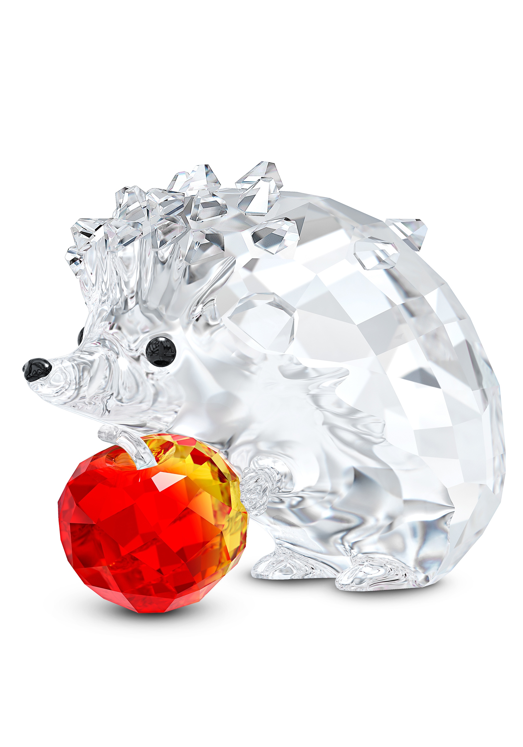Swarovski Dekofigur »Kristallfigur Igel mit Apfel, 5532203«, Swarovski® Kristall mit schwarzem Emaille