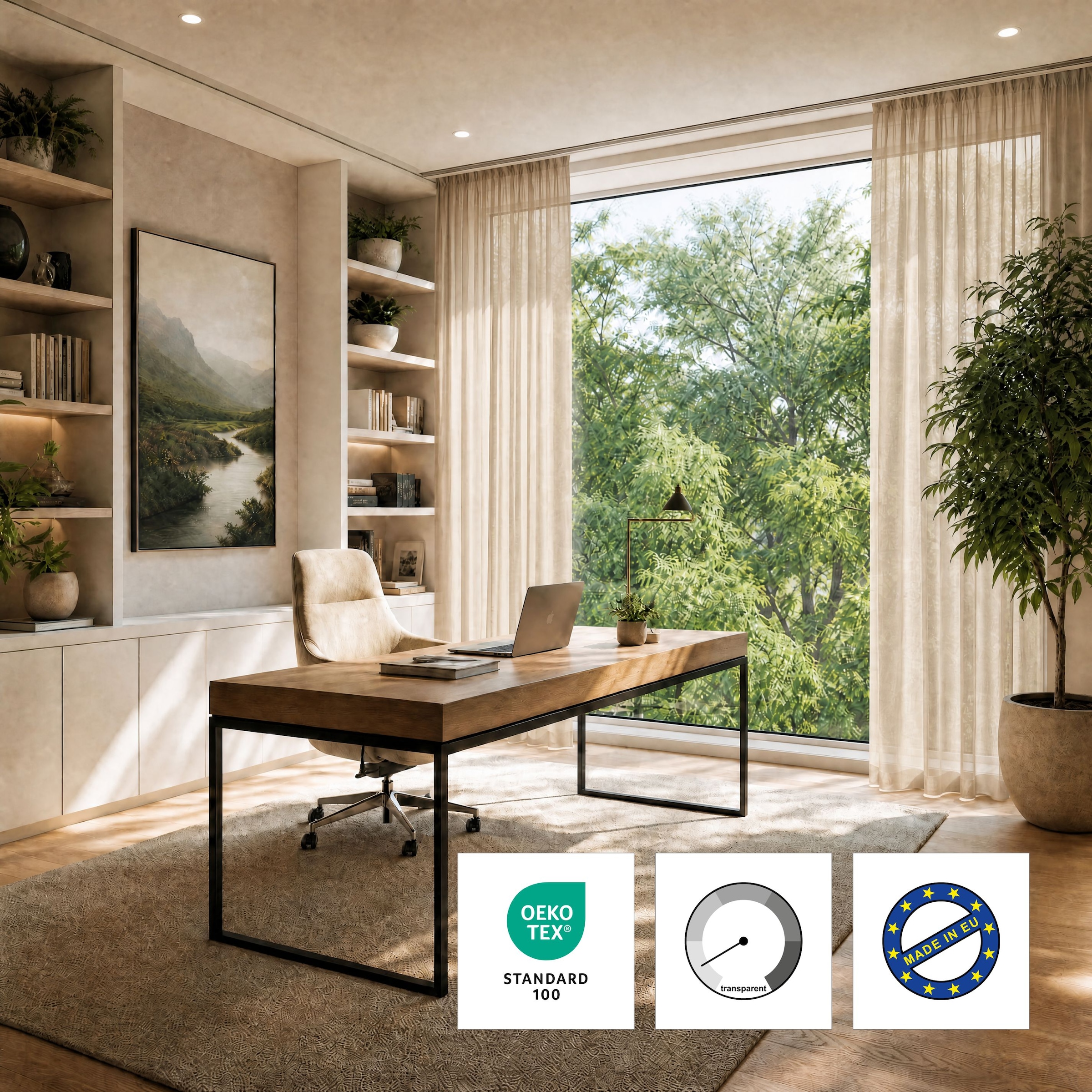 OTTO home Gardine »ELVIRA, nach Wunschmaß« Kräuselband 1 Stk. tlg. Maßanfertigung, made in europe, Wohnzimmer, Schlafzimmer, uni