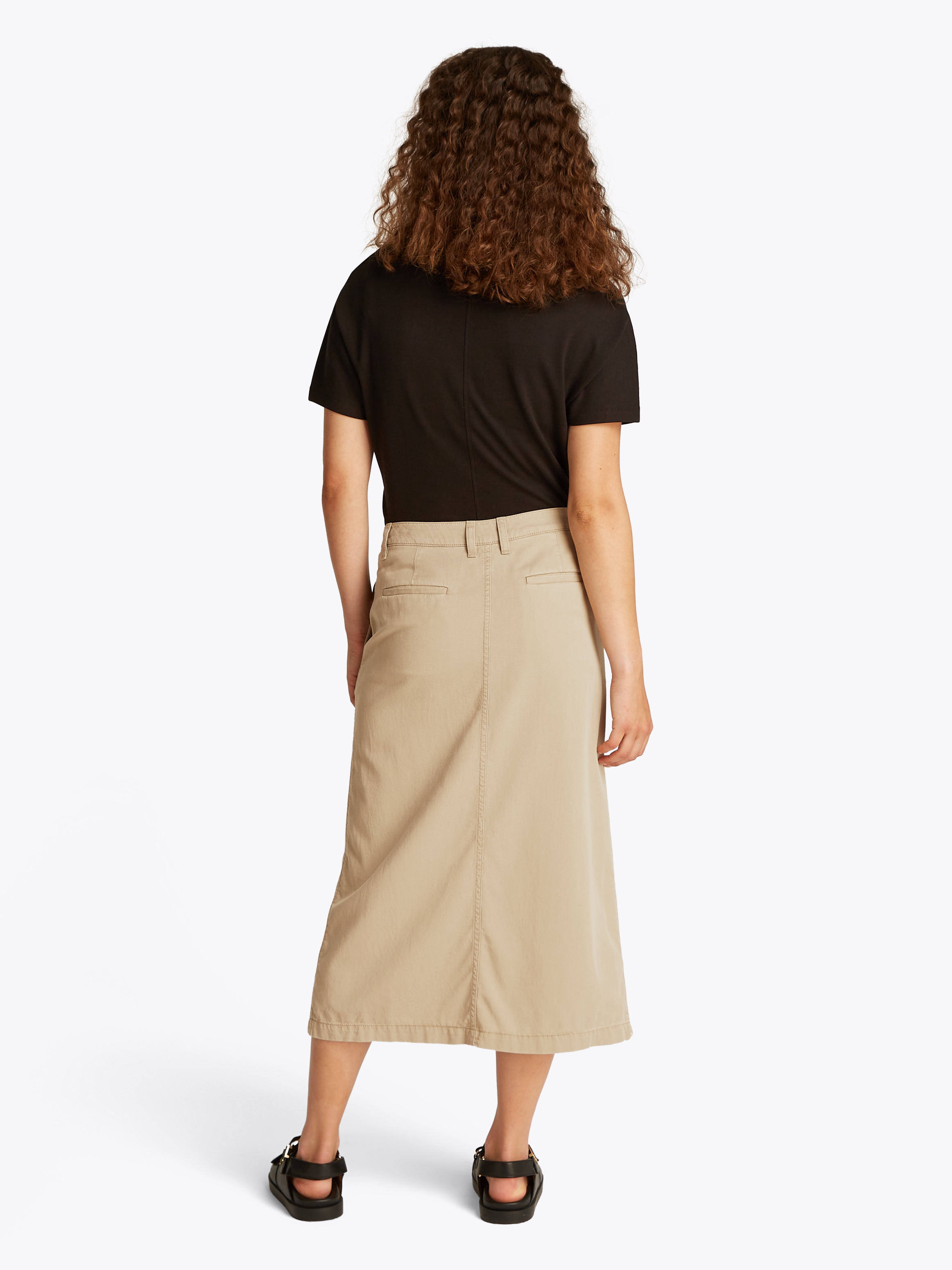 Tommy Hilfiger Webrock »CO TENCEL MIDI SKIRT«, mit Schlitz
