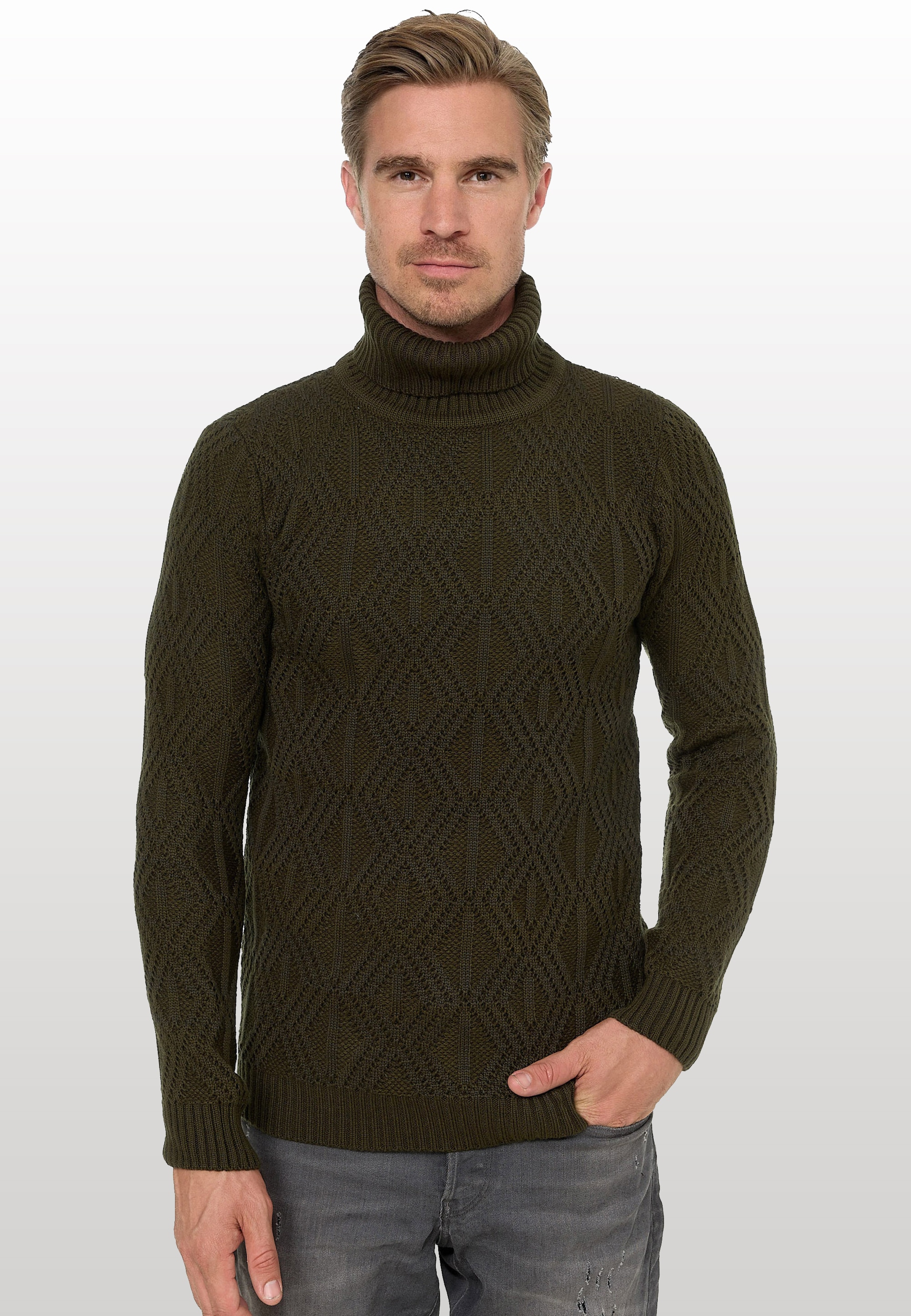 Rusty Neal Rollkragenpullover, in modischem Design