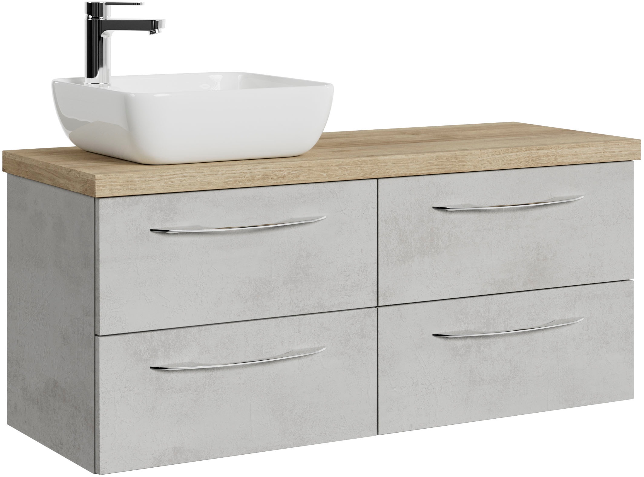Saphir Badmöbel-Set »Serie 4035 2-teilig, Keramik-Aufsatzbecken mit LED-Spiegelschrank«, (Set), Waschplatz inkl. Türdämpfer, 120 cm breit, 4 Schubladen, 3 Türen