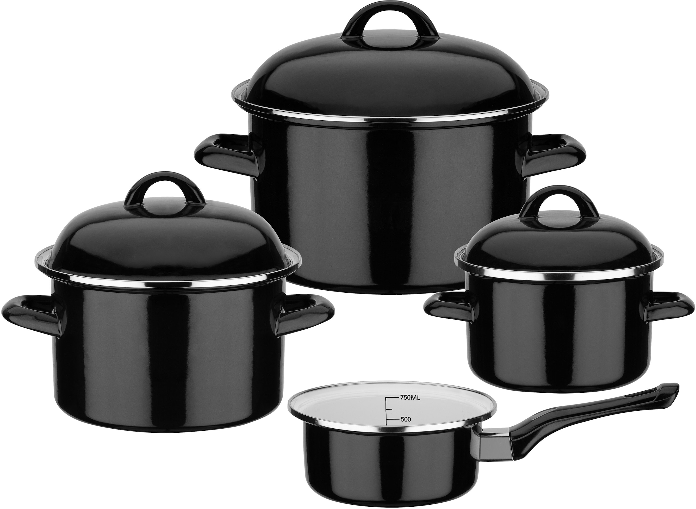 GSW Topf-Set "Black & White", schwarz, Töpfe, Literskala, Induktion