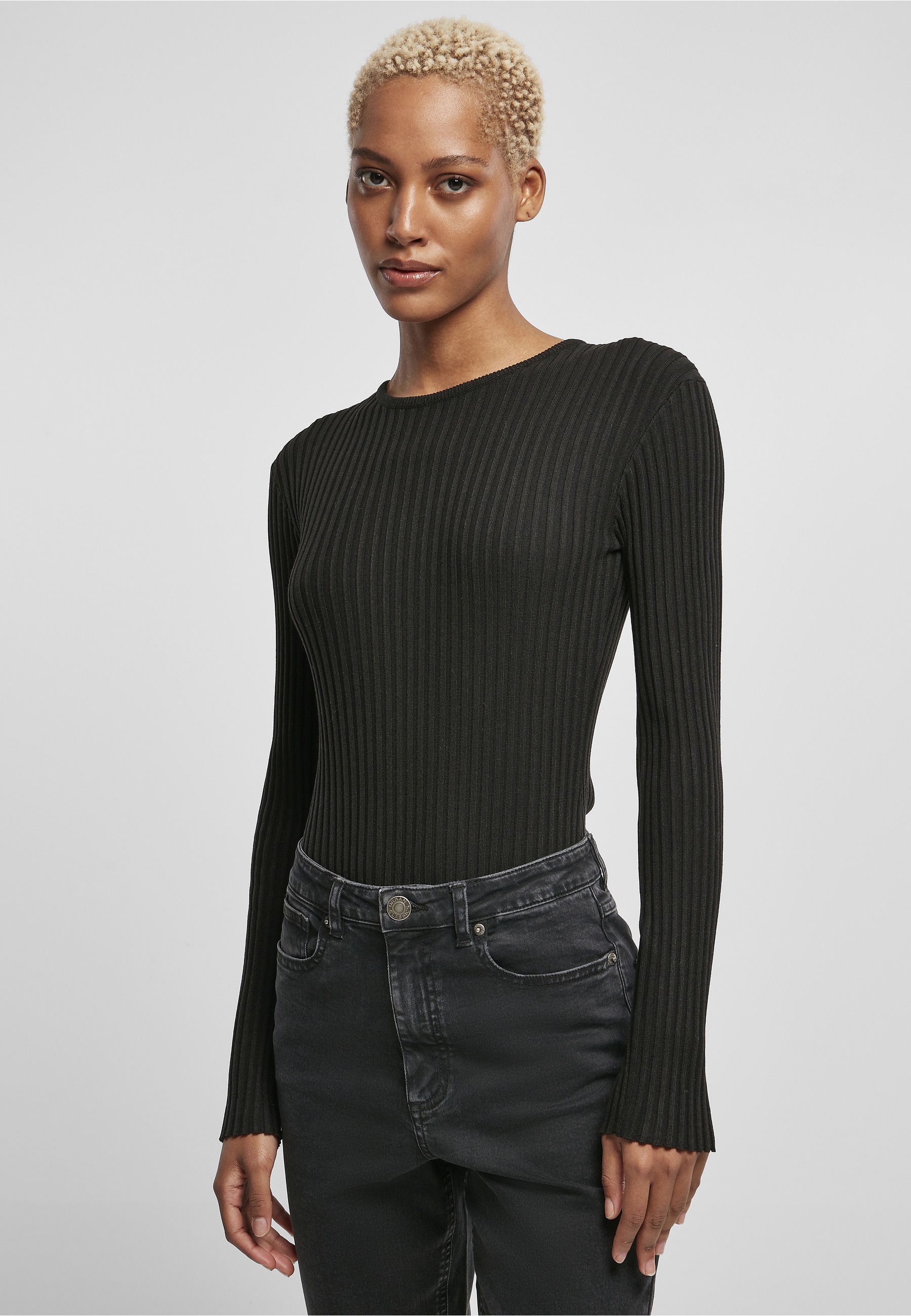 URBAN CLASSICS Longsleeve »Urban Classics Damen Ladies Rib Knit Longsleeve Body« 1 Stk.