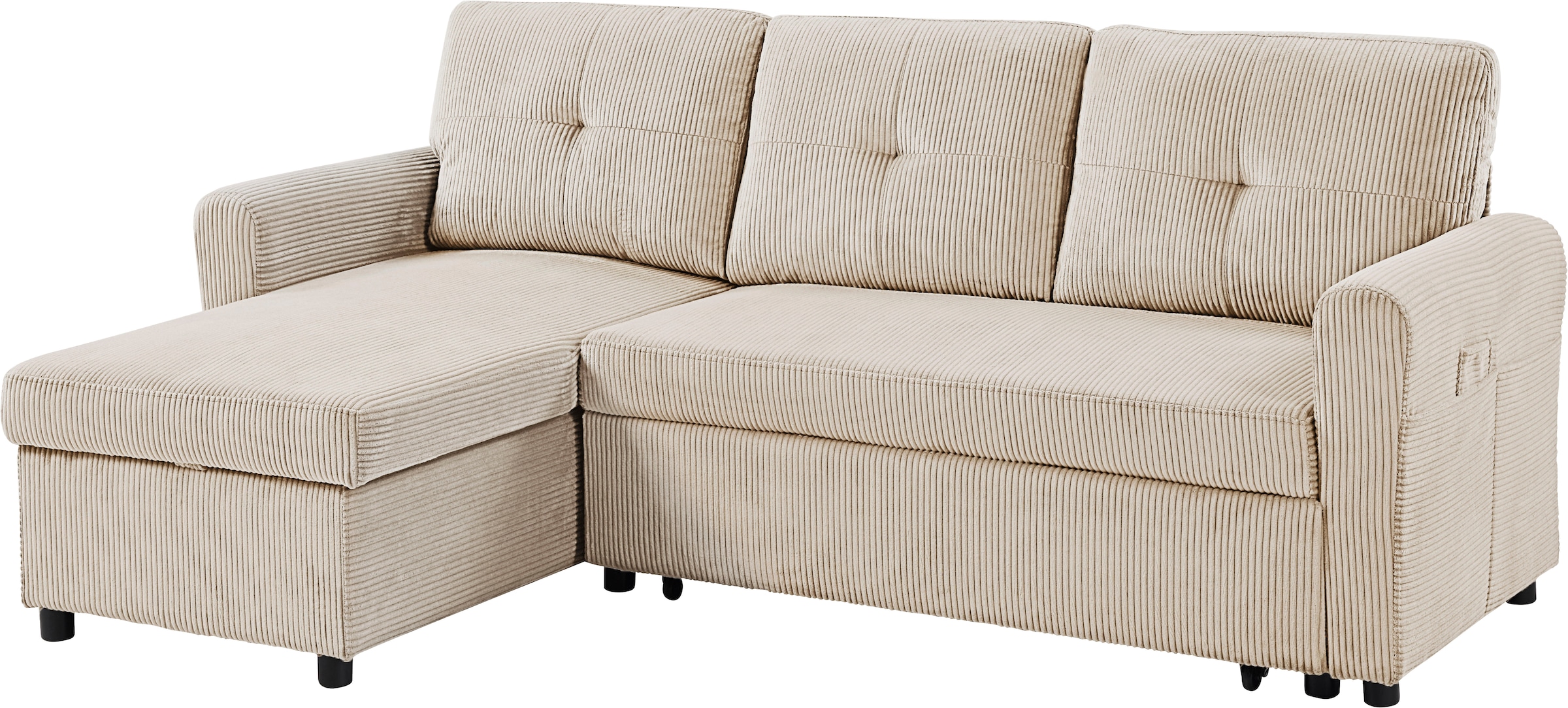 ATLANTIC home collection Schlafsofa »Gustavo L-Form«, mit Schlaffunktion, Stauraum & seitlichen Taschen