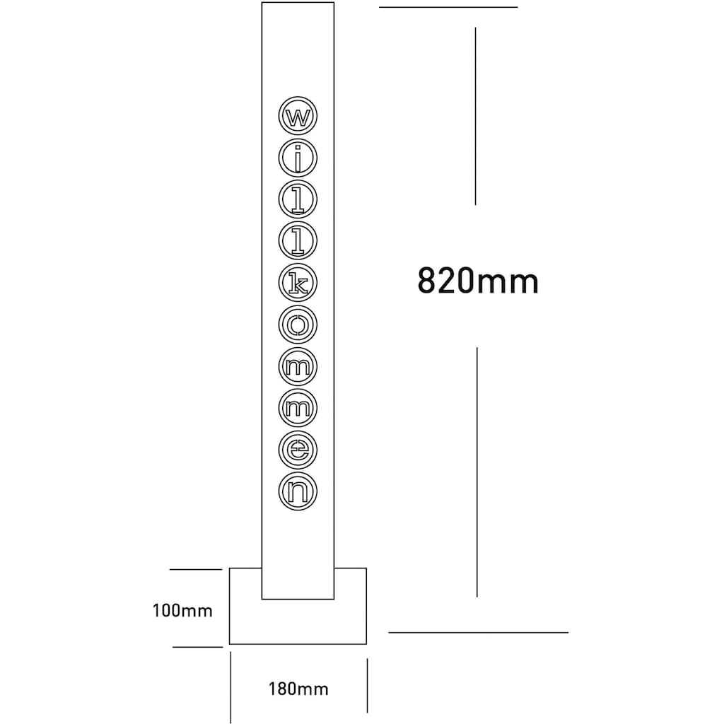 näve LED Dekoobjekt »Willkommen«, Holz-Stehleuchte, Höhe ca. 82cm, Batteriebetrieben
