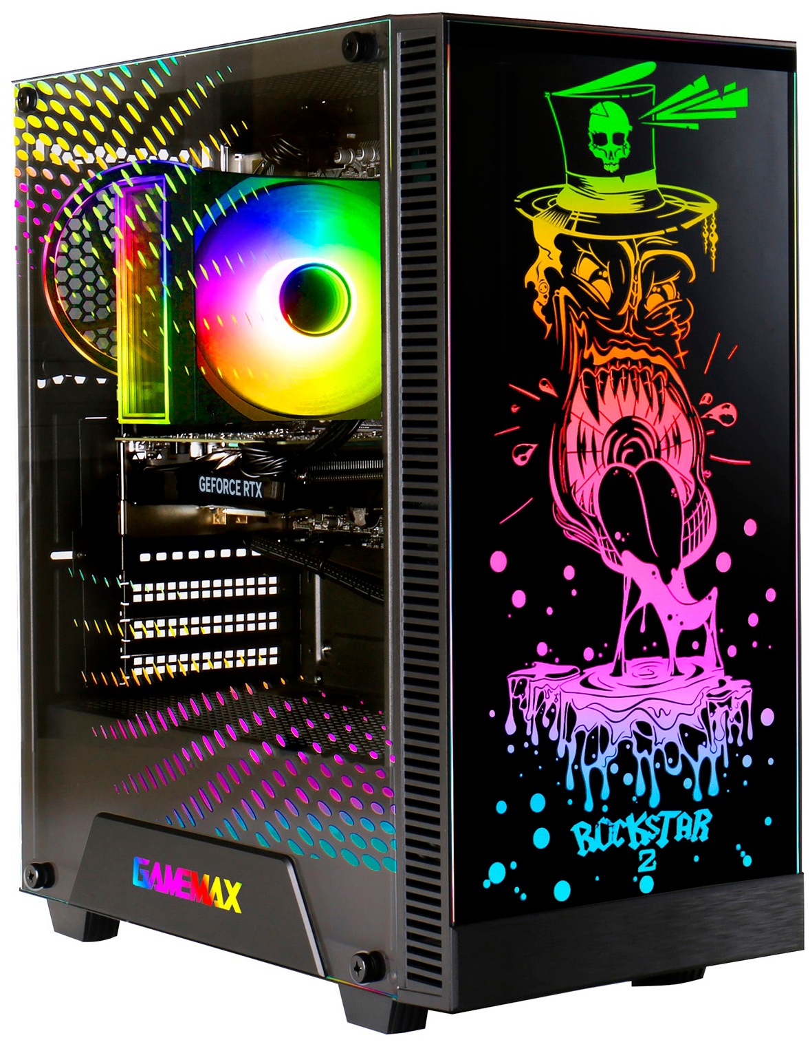 GAMEMAX Gaming-PC-Komplettsystem »MegaDeal Rockstar 2880 AMD Ryzen 7 5700X 32GB 1TB SSD RTX 5060Ti« 32 ″ AMD Ryzen 7 GeForce RTX 5060 Ti 32 GB RAM 1.000 GB SSD Windows 11 + MSI MAG 32C6X Curved Monitor 80cm (32")