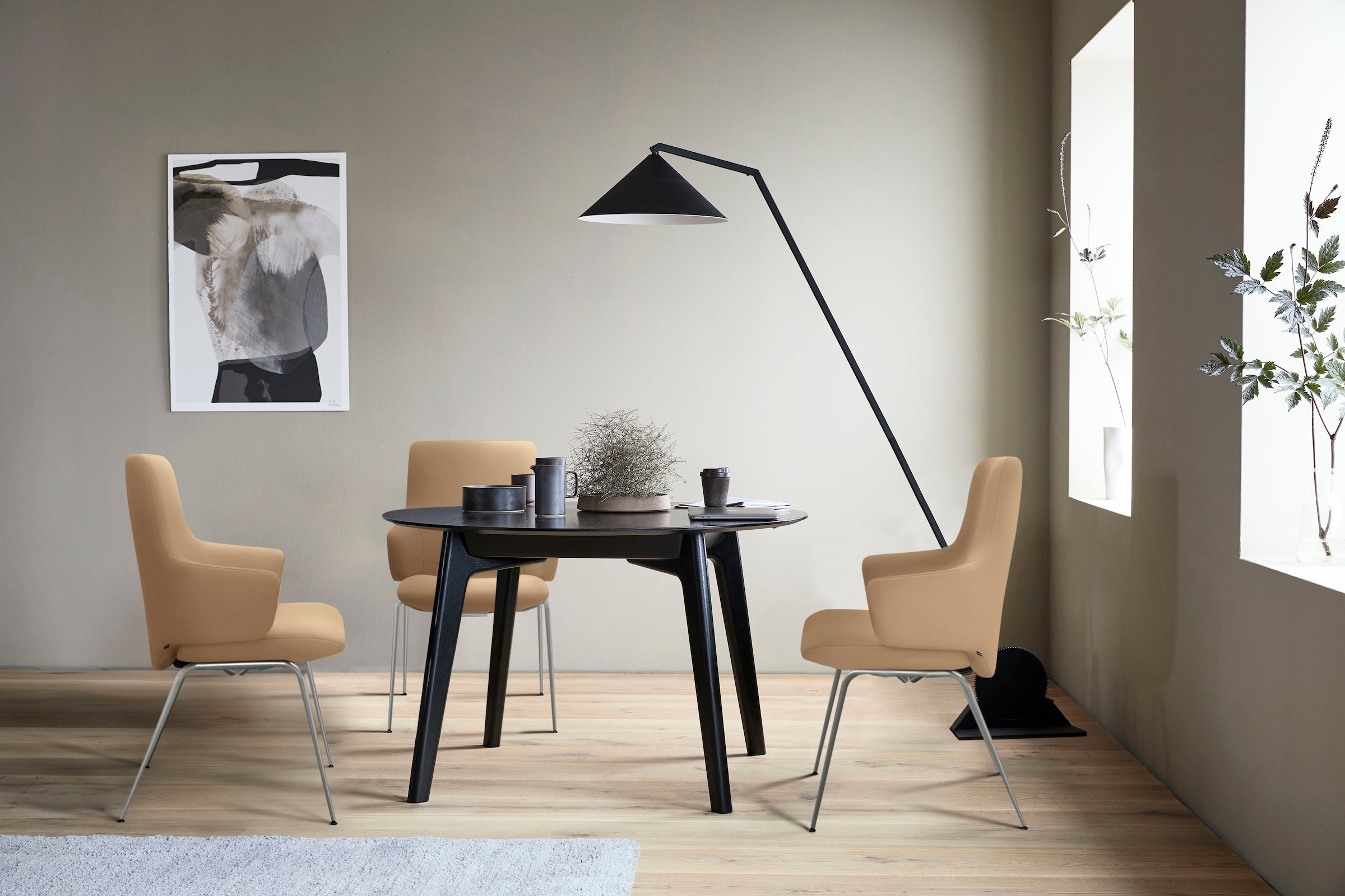 Polsterstuhl STRESSLESS "Laurel", beige (sand paloma, chrom glänzend), B:58cm H:92cm T:59cm, Leder PALOMA: PALOMA ist ein durchgefärbtes Semianilin-Möbelleder mit natürlicher Narbung., Stühle, Polsterstuhl, Low Back mit Armlehne, Größe L, mit Beinen aus S