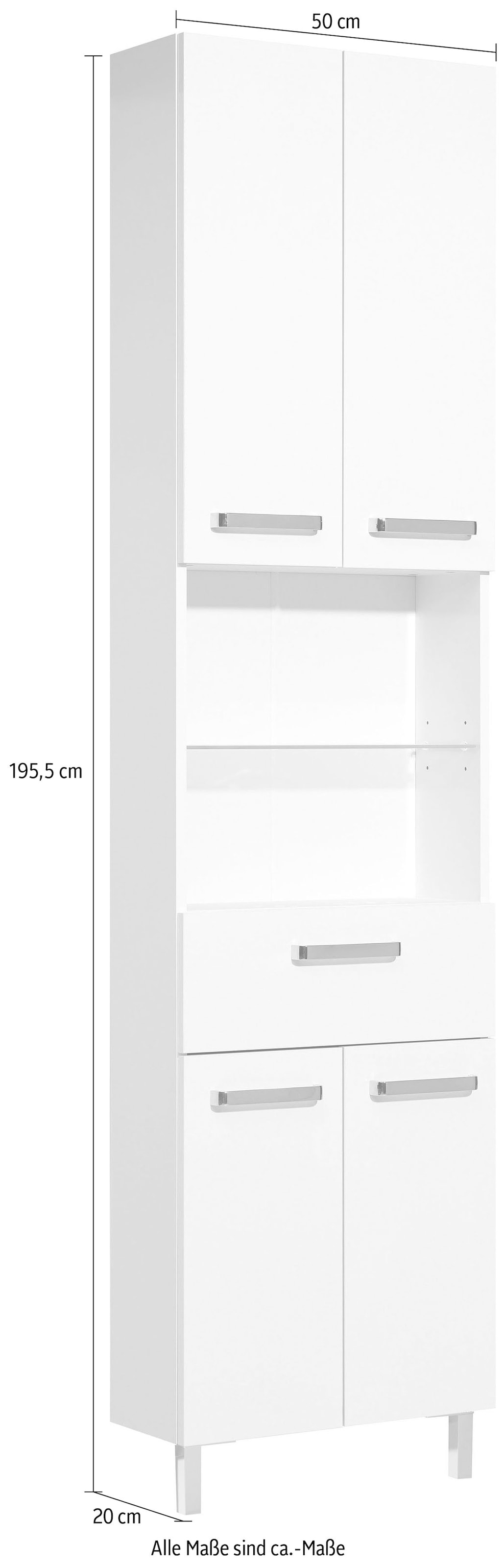 Saphir Hochschrank "Quickset Badschrank 50 cm breit, 4 Türen, 2 Nischen, 1 günstig online kaufen