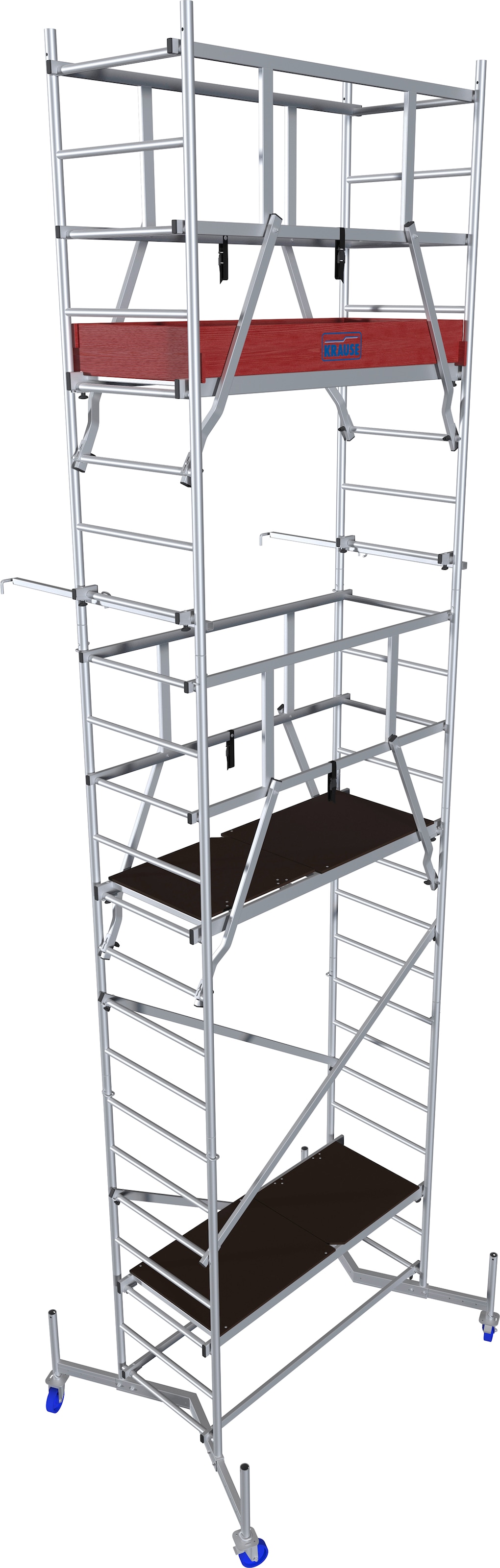 KRAUSE Arbeitsgerüst "ClimTec System", Komplettgerüst, inkl. 1 Aufstockung, 2 Aufstockung und Fahrrollensatz