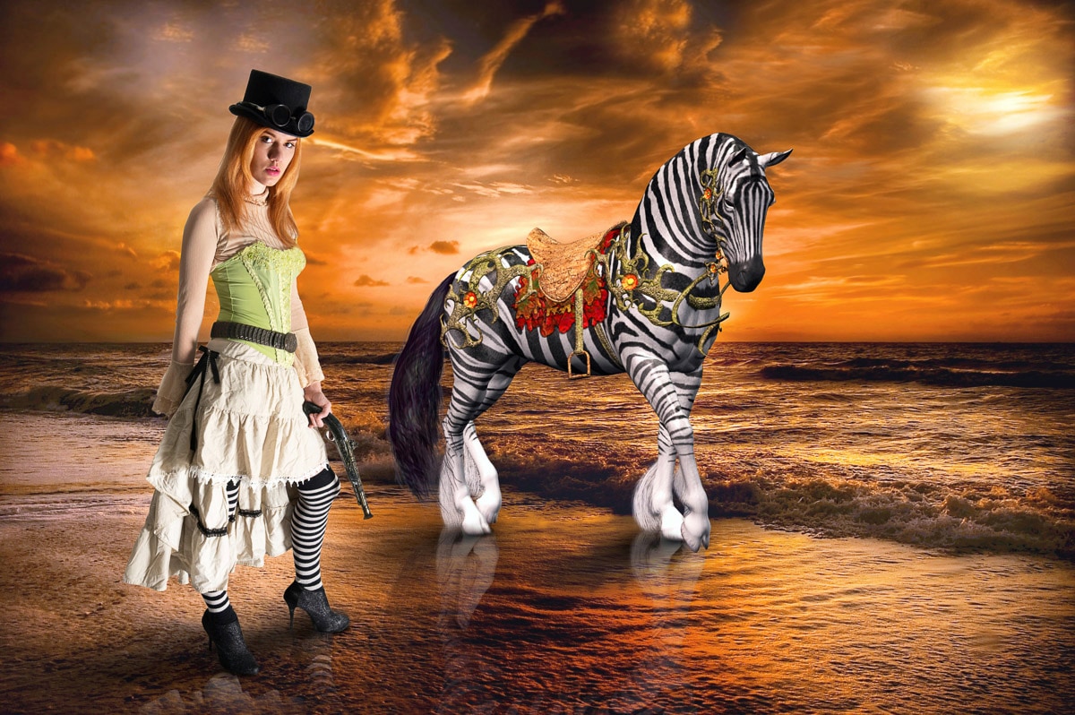 Papermoon Fototapete "Surreale Steampunk-Frau"