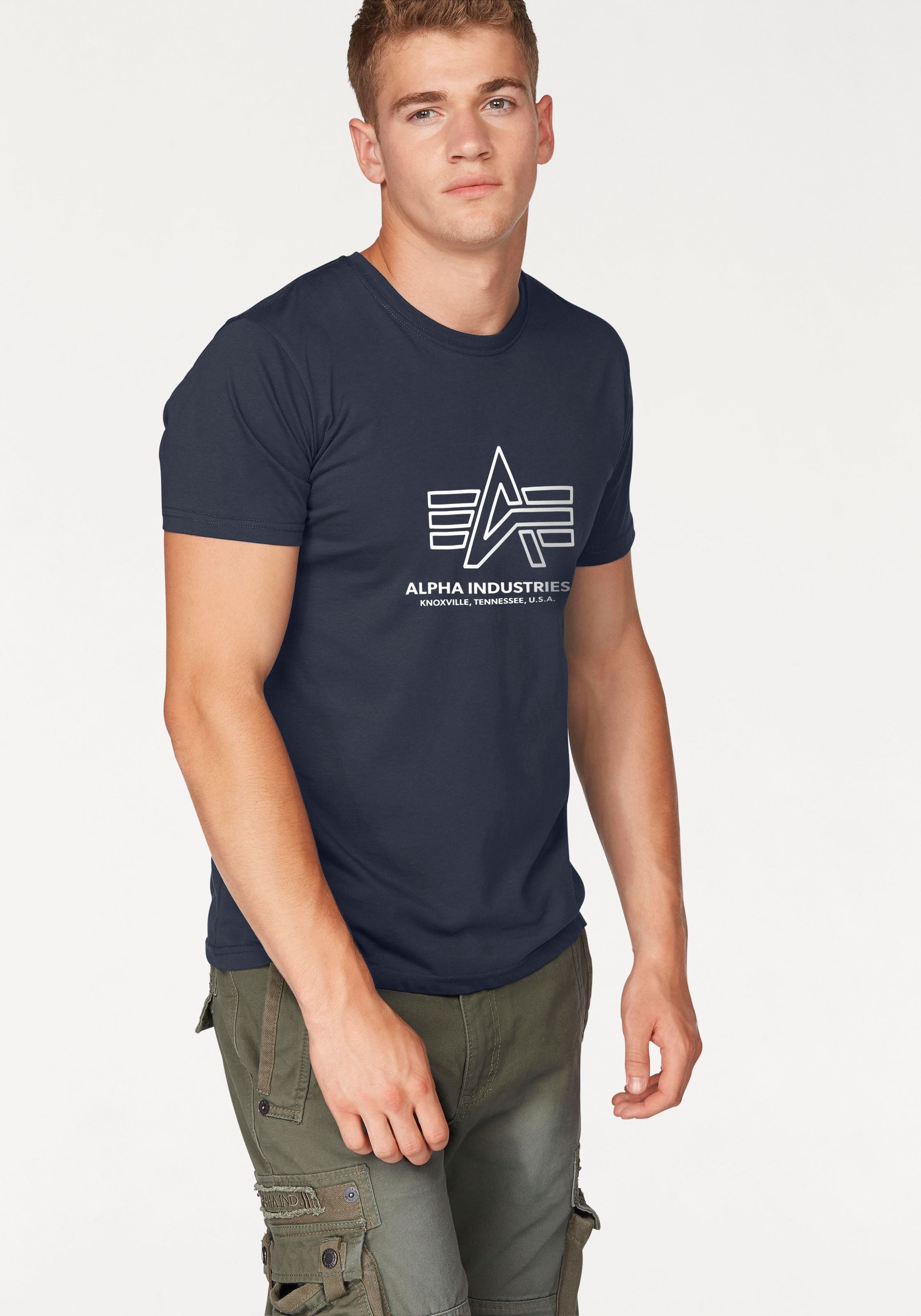 Alpha Industries Rundhalsshirt "Logo Print T" Baumwolle, regular fit