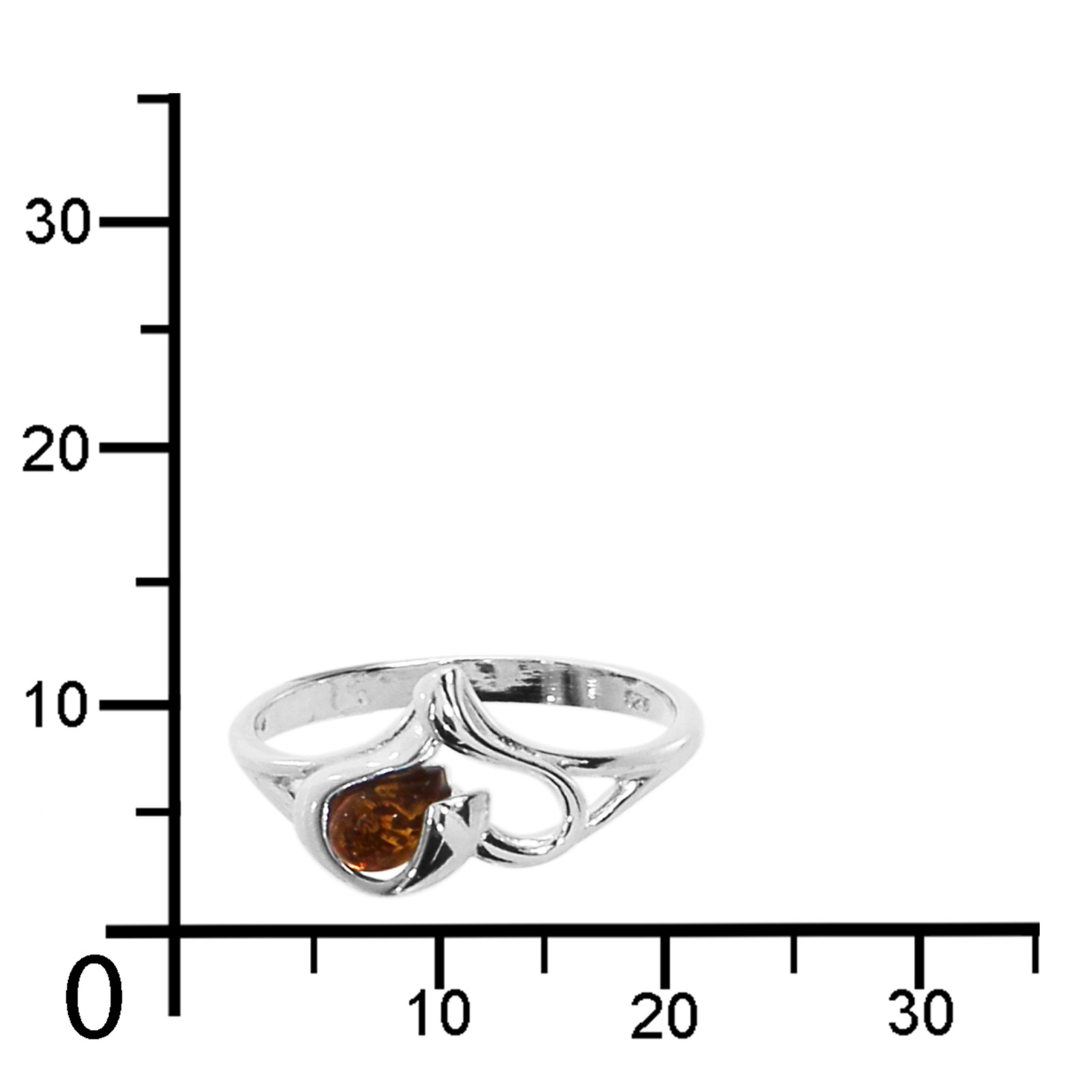 Ostsee-Schmuck Heart Ring Silver 925 Amber Size 60 2