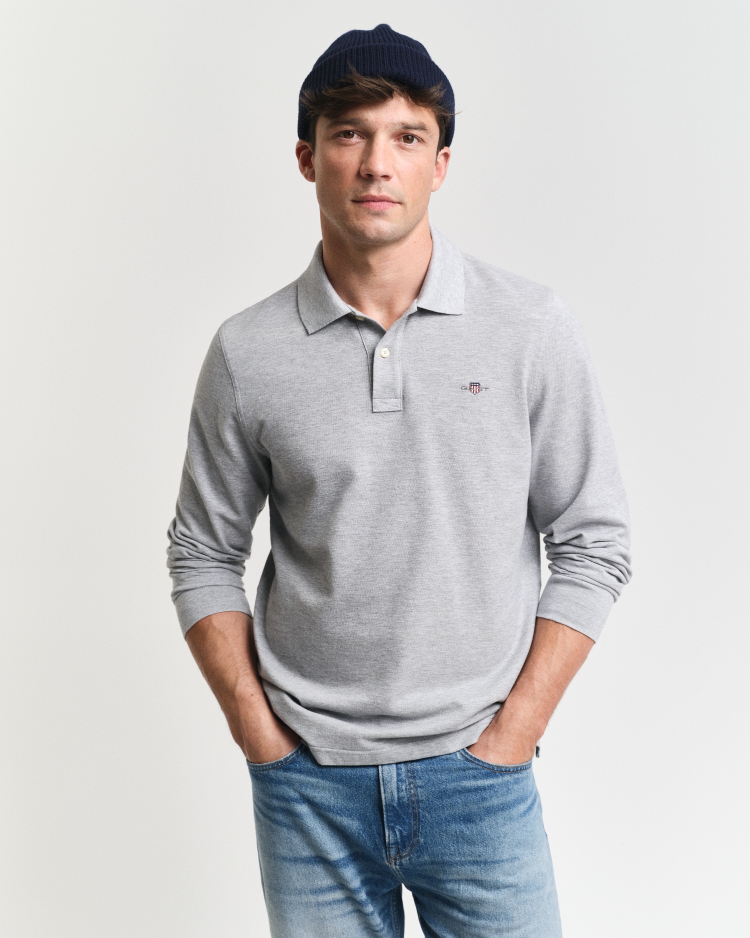 Gant Poloshirt "REG SHIELD LS PIQUE RUGGER", mit Logotickerei auf der Brust