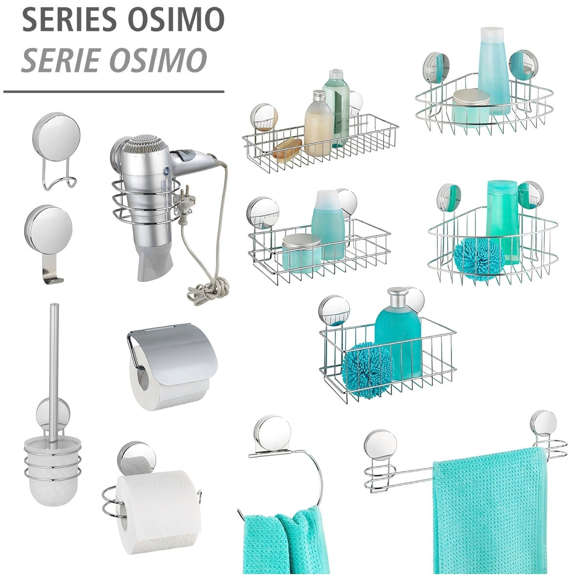 WENKO Toilettenpapierhalter »Static-Loc® Plus Osimo«, mit Deckel, Befestigen ohne Bohren