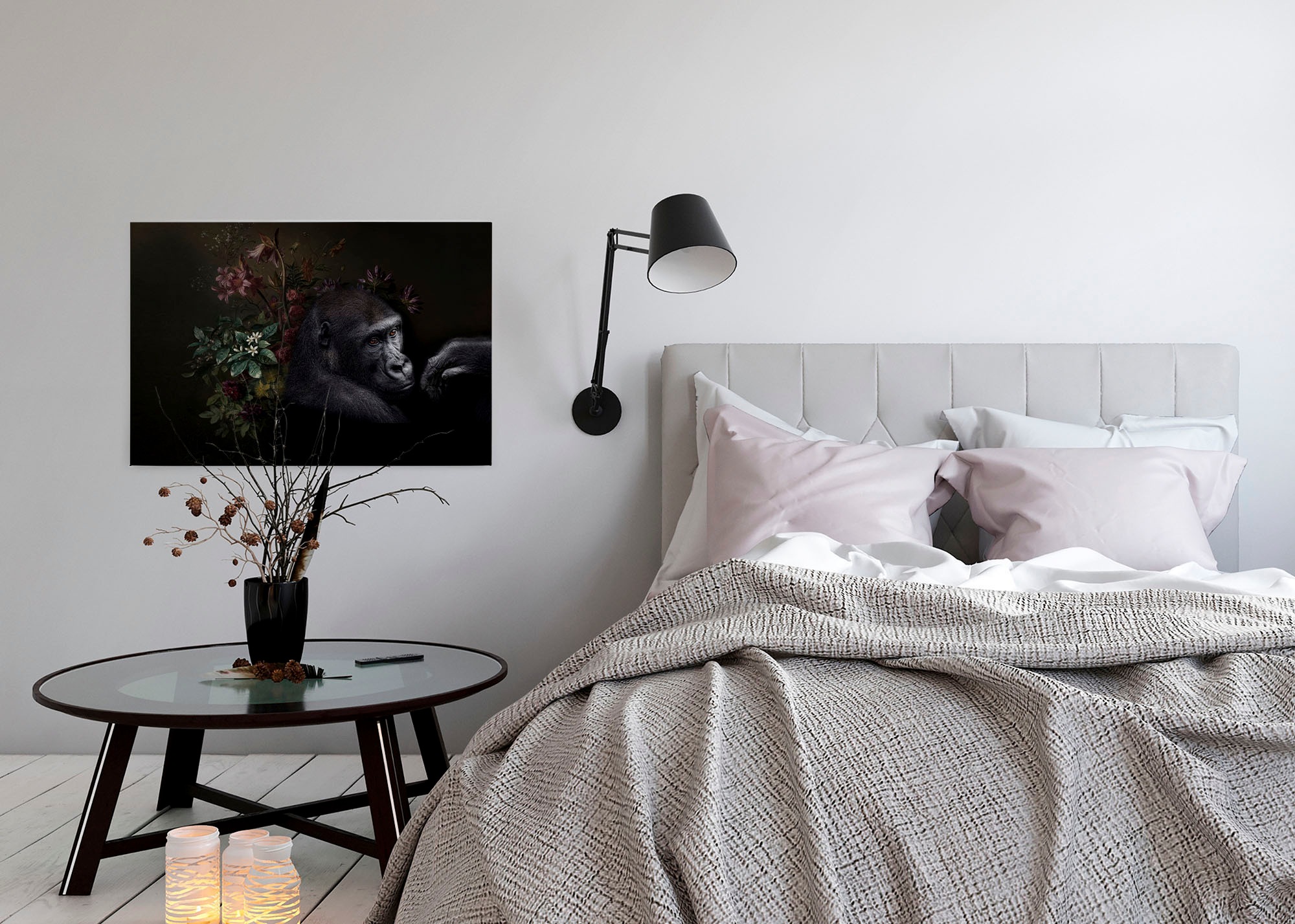 A.S. Création Leinwandbild »wildlife 3«, Kunst-Tiere-Kinder, (1 St.), Keilrahmen Bild Blumen Floral Schwarz Leinwand-Bild Wohnzimmer modern