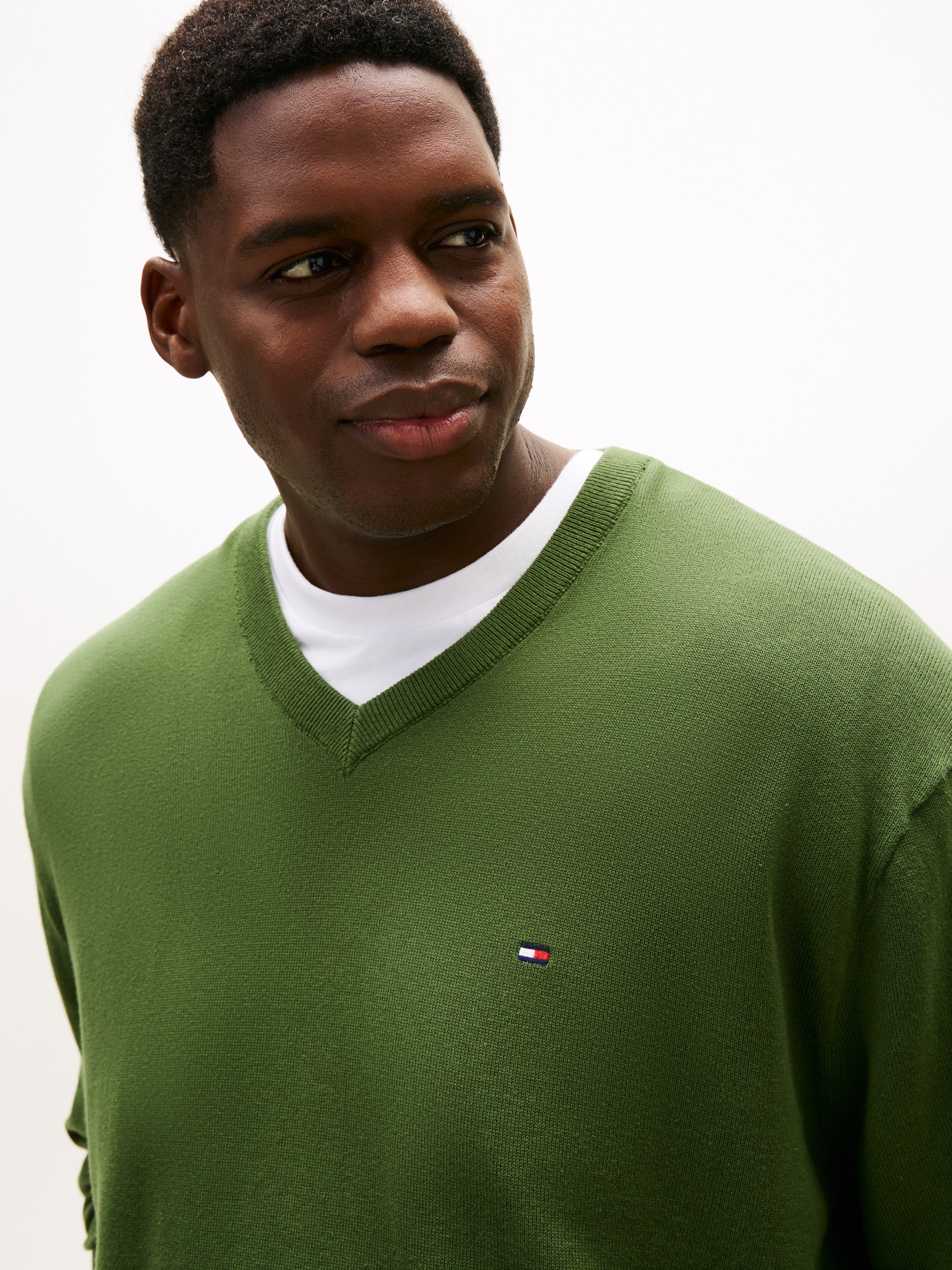 Tommy Hilfiger Big & Tall V-Ausschnitt-Pullover »BT-ESSENTIAL COTTON« Rippbündchen am Ärmel, Saum und Ausschnitt,  Große Größen, normale Passform