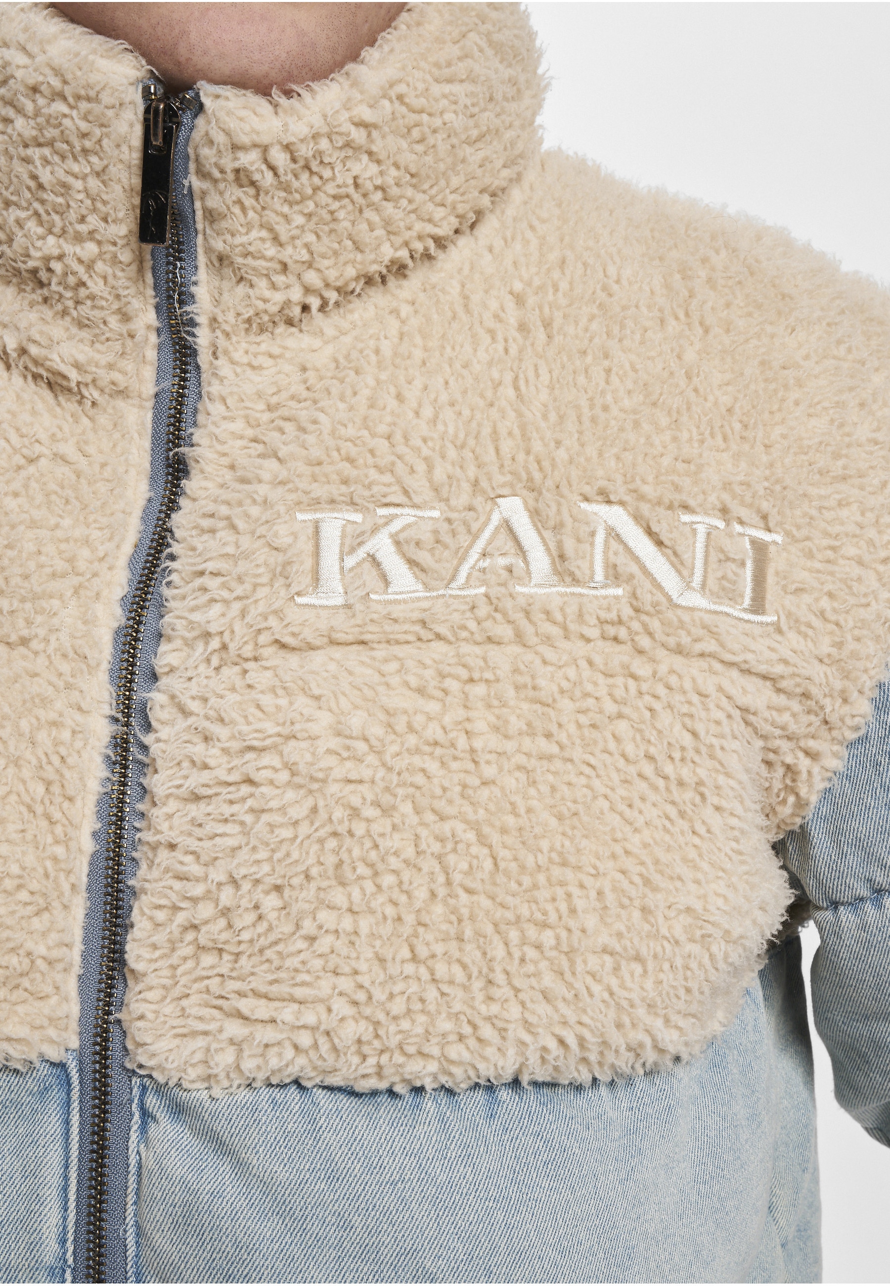Karl Kani Winterjacke »Karl Kani Herren KM234-036-1 KK Retro Denim Teddy Puffer Jacket« 1 Stk. tlg. ohne Kapuze