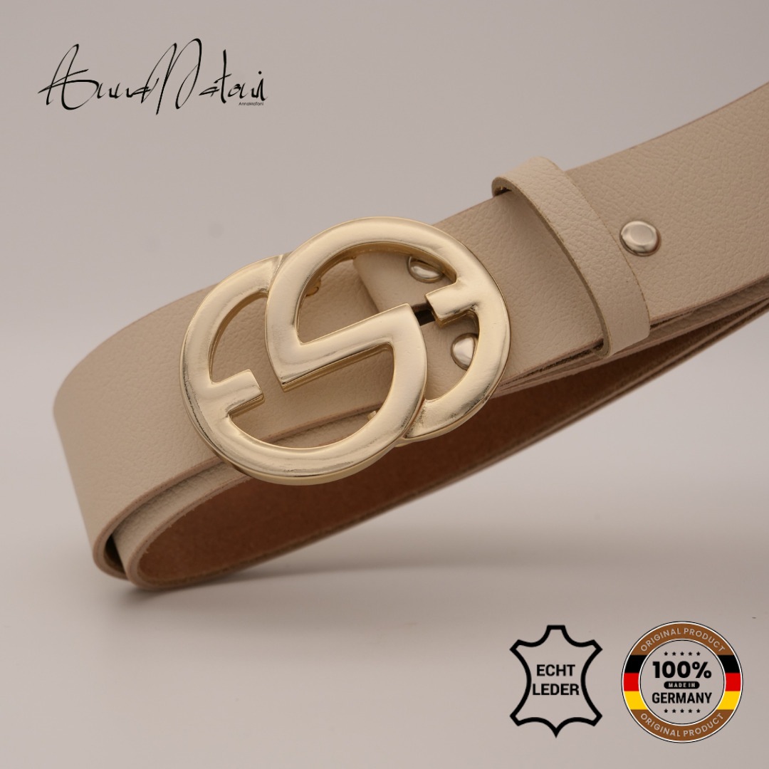 Ledergürtel ANNAMATONI "AnnaMatoni Ledergürrtel Rio Ledergürrtel Rio", Damen, Gr. TW90 - 105cm Gesamtlänge, beige (creme 105), 100% Leder, Gürtel Ledergürtel 3