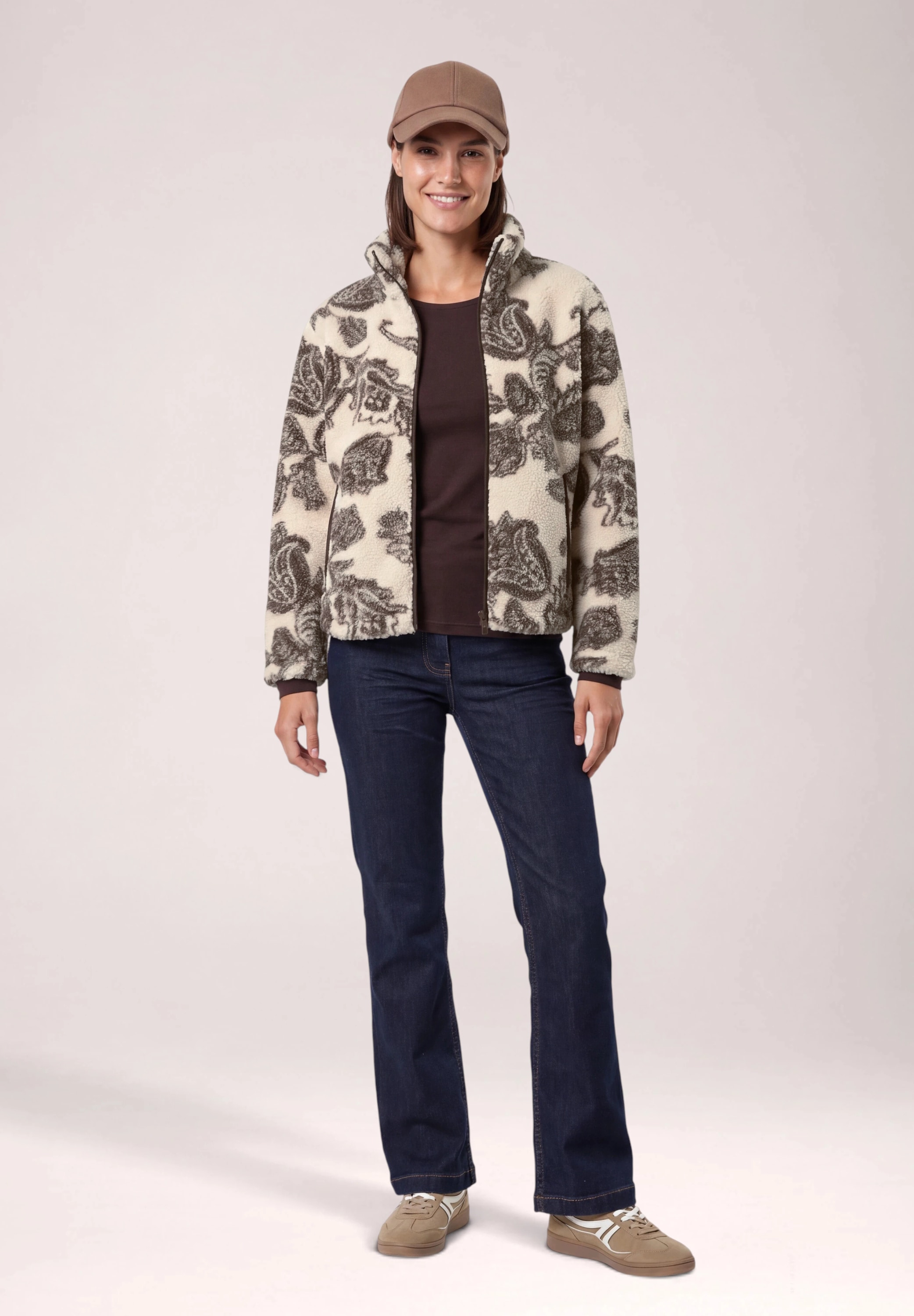 Cecil Fellimitatjacke ohne Kapuze mit Paisley Muster