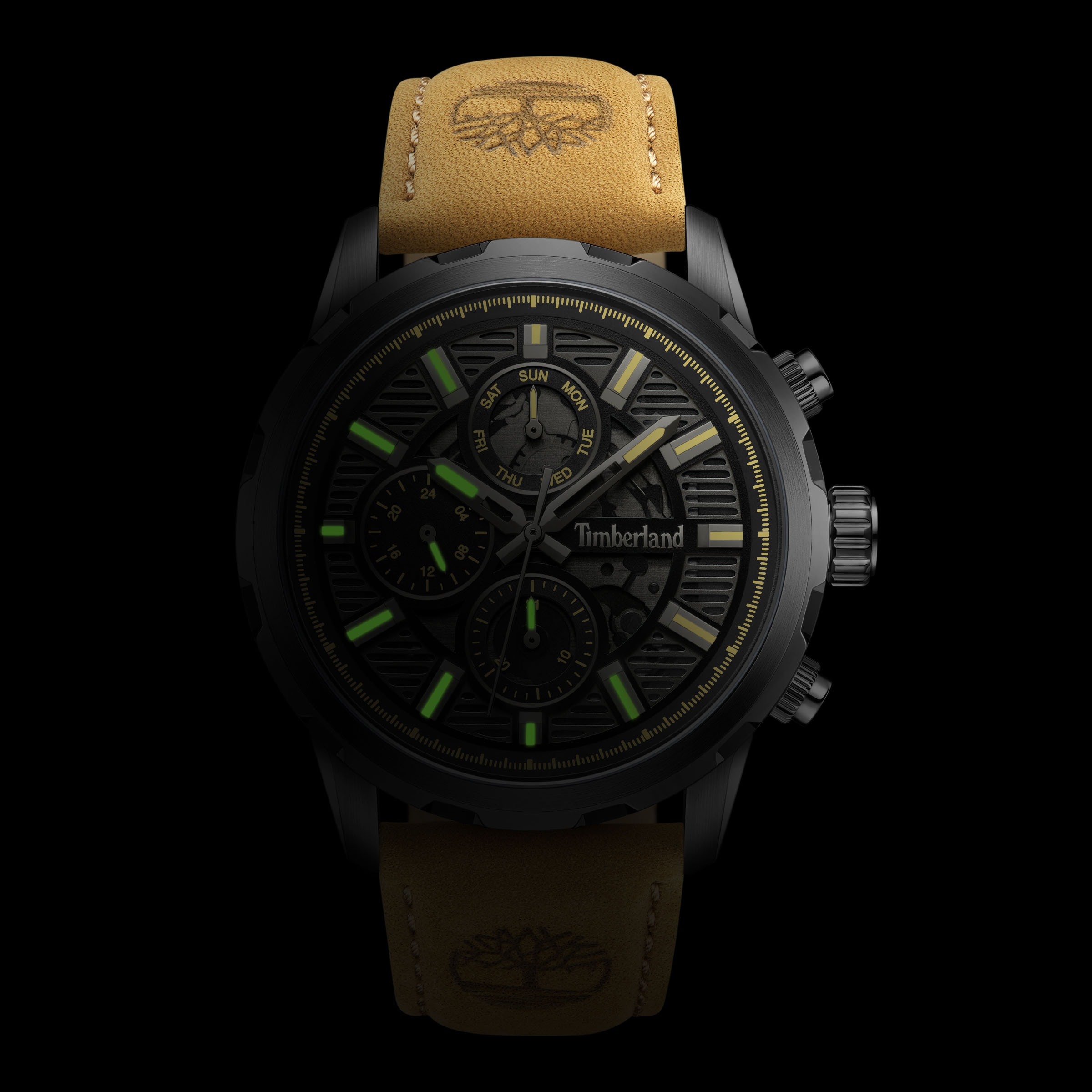 Timberland Chronograph »HAMPTON HARBOUR«, Quarzuhr, Armbanduhr, Herrenuhr, Lederarmband, Stoppfunktion, Datum