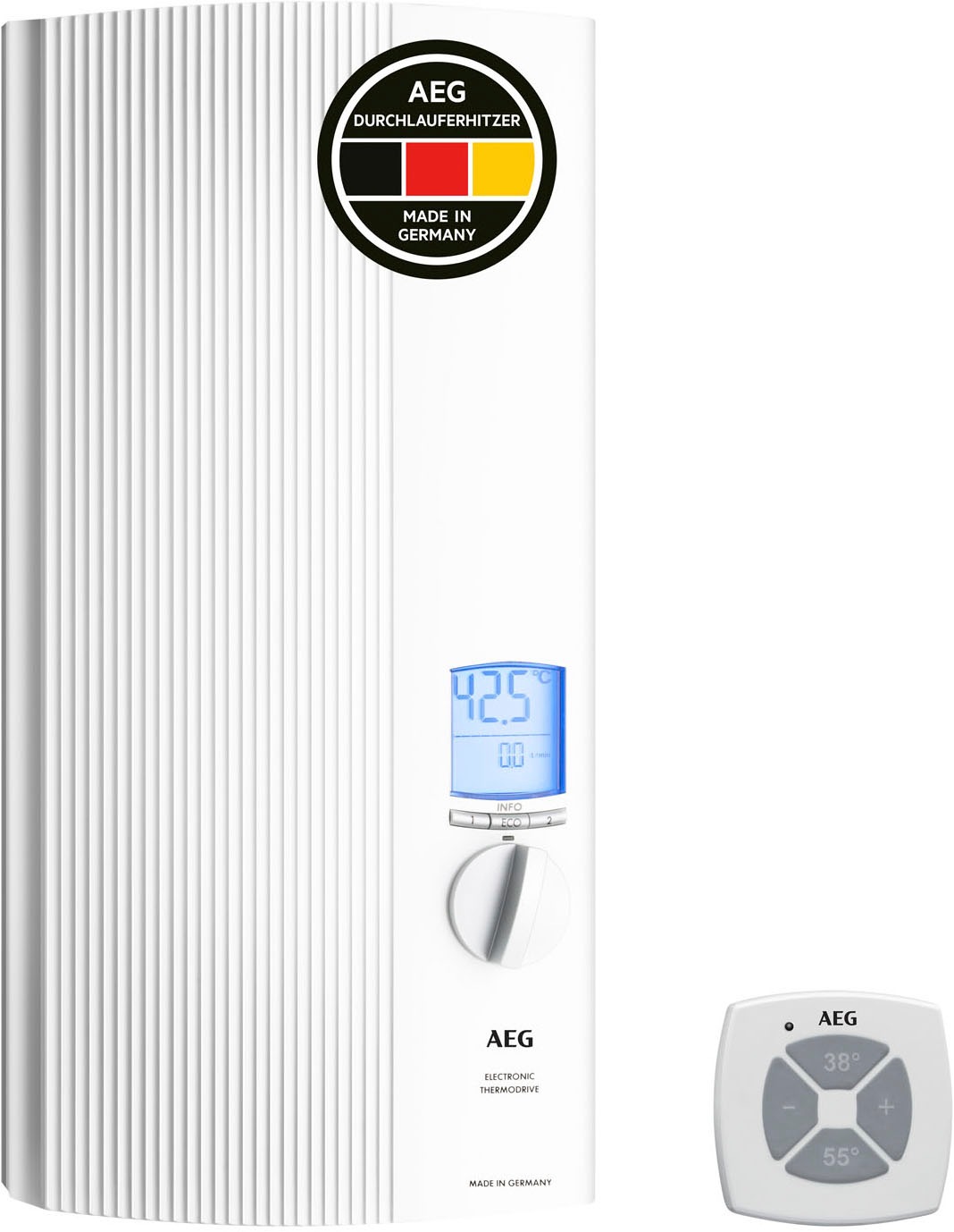 AEG Haustechnik Komfort-Durchlauferhitzer "DDLE TD" 27 kW, vollelektronisch, LC-Display, ECO-Funktion, Regendusche