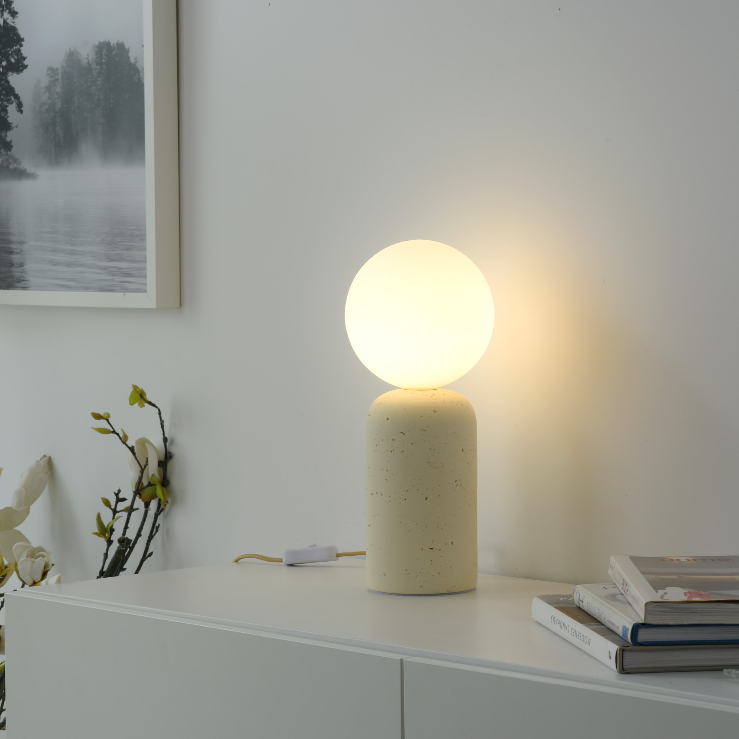 SCHÖNER WOHNEN-Kollektion LED Tischleuchte »TRAVENTA« G9 1 Stk. SCHÖNER WOHNEN Kollektion, Travertinoptik, Downlight