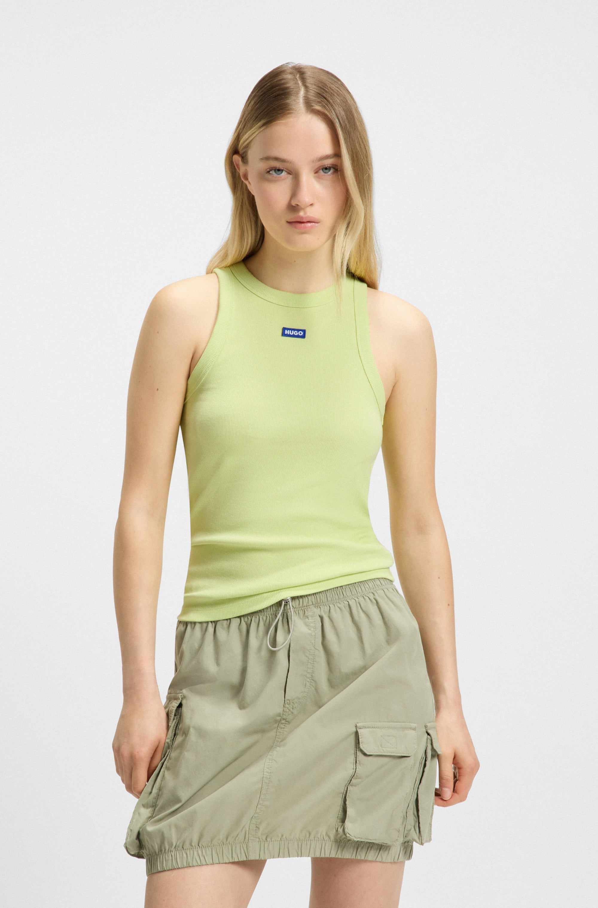 HUGO Blue Tanktop "Easy Tank", Rippware aus Baumwollmischung mit Elasthan günstig online kaufen