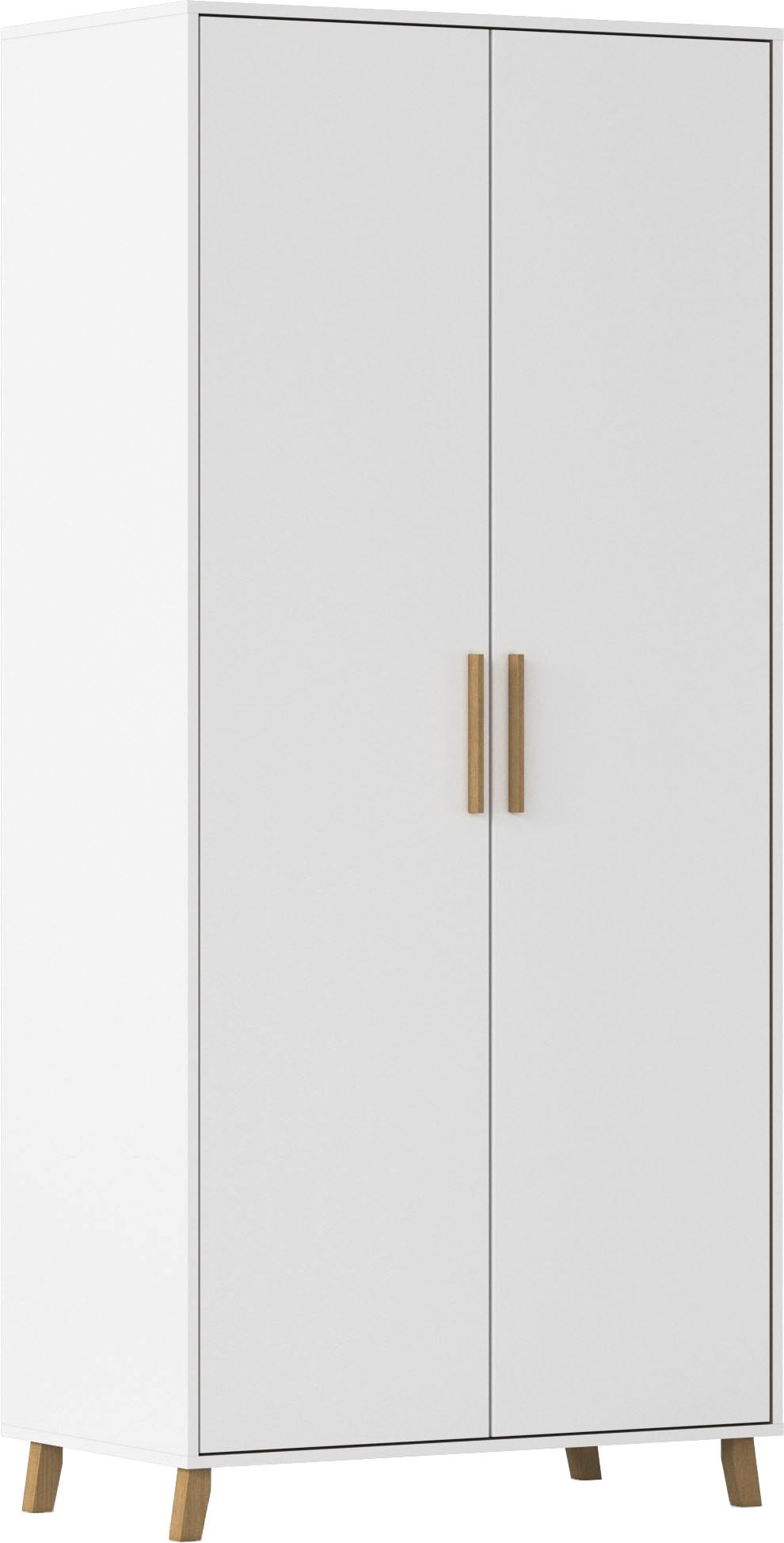 rauch Drehtürenschrank "Kleiderschrank Schrank Garderobe SHINJO Breiten 93/140/187 cm" in 3 verschiedenen Ausstattungen BASIC/CLASSIC/PREMIUM, Griffe und Füße aus Massivholz, viel Stauraum MADE IN GERMANY