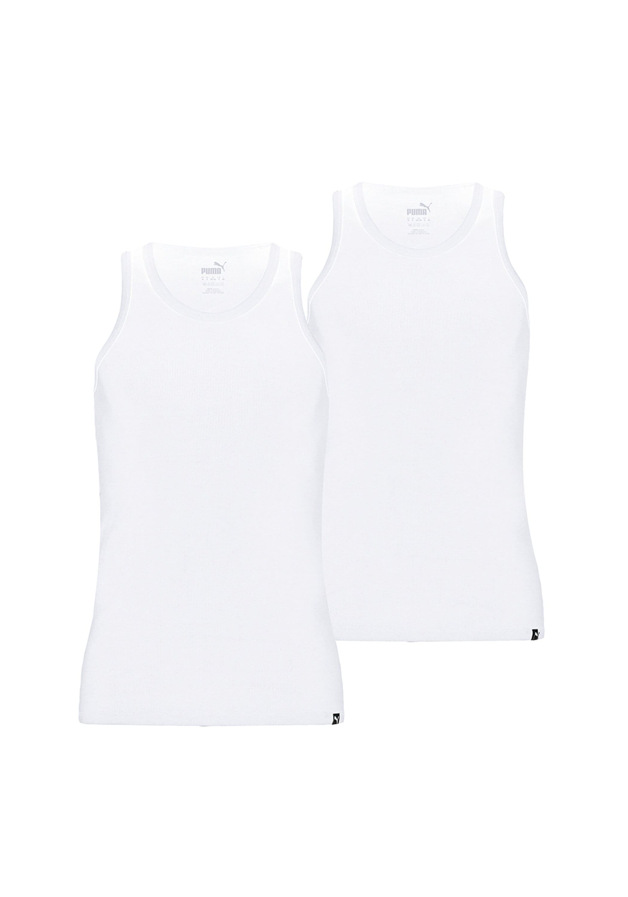 PUMA Herren Unterhemd "Unterhemd 2er Pack", Gr. L, weiß, Obermaterial: 100% Baumwolle CO., Unterhemden