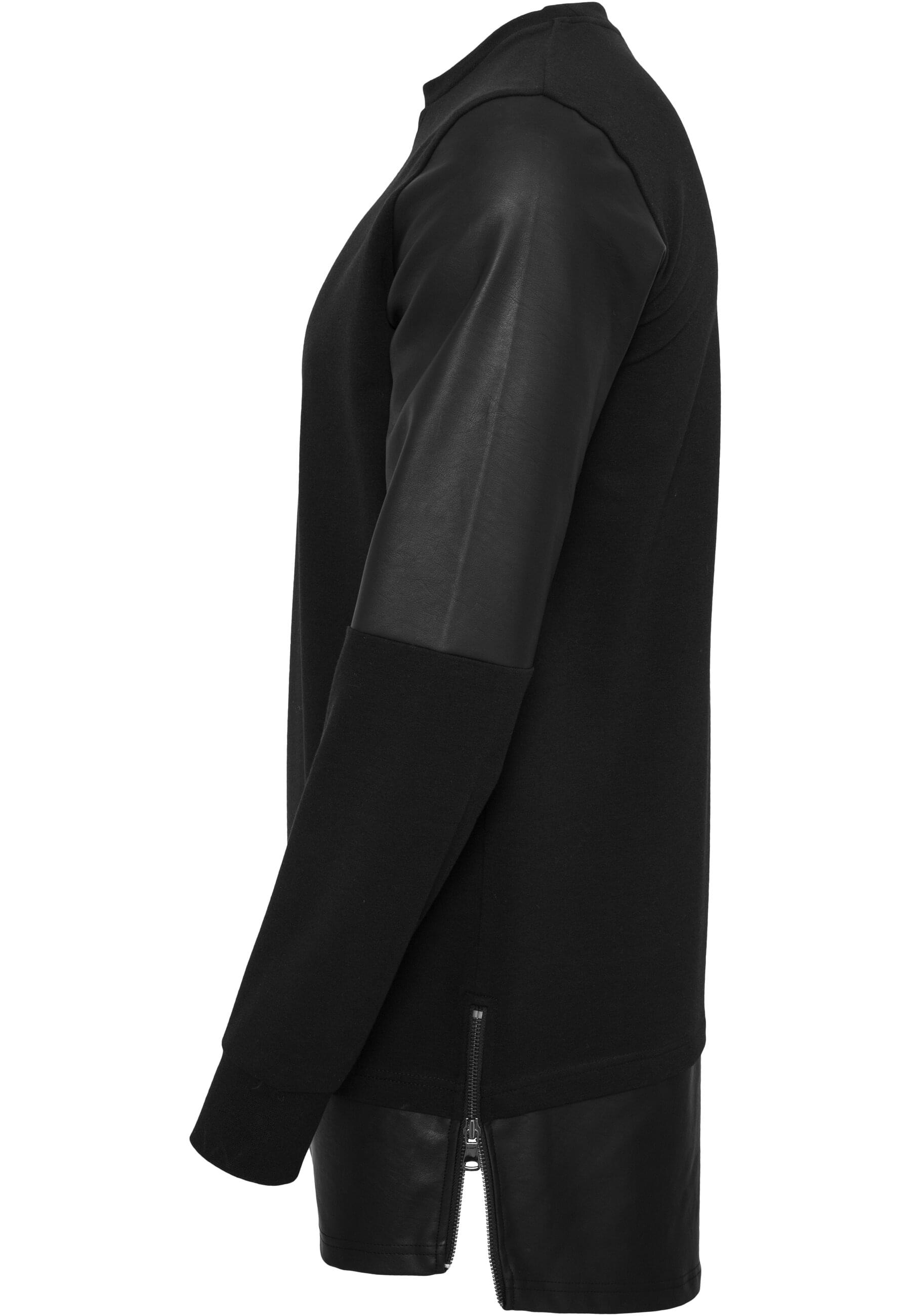 URBAN CLASSICS Rundhalspullover »Urban Classics Herren Long Zipped Synthetic Leather Crewneck«, (1 tlg.)